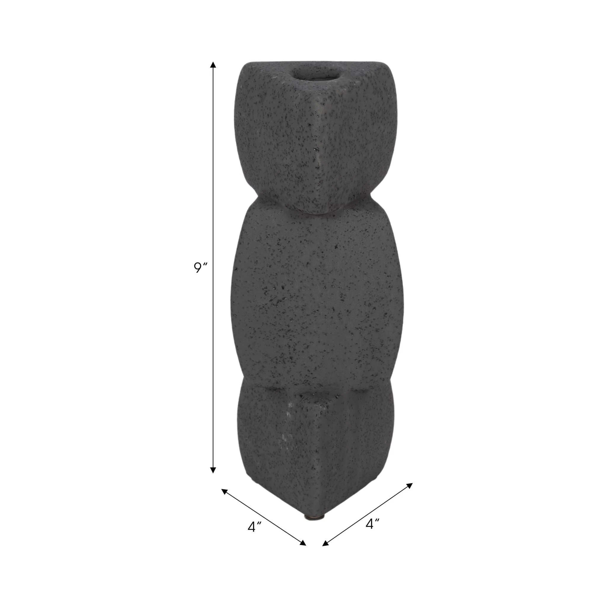 9" Stacked Objects Taper Holder Sand Glaze, Black - Image 8