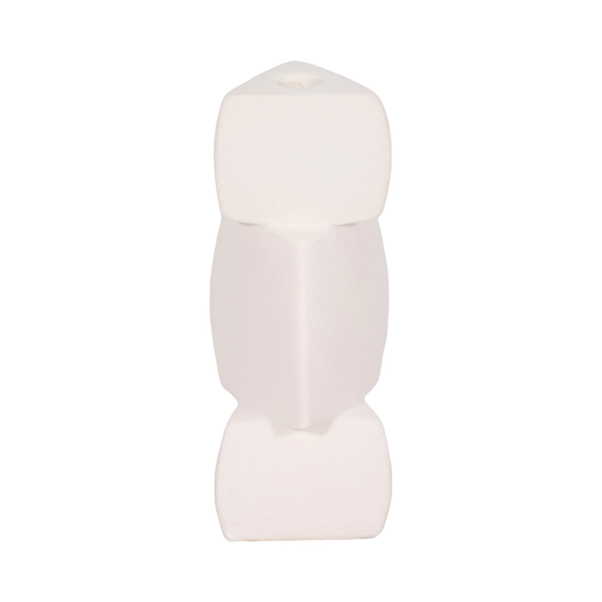 9" Stacked Objects Taper Holder Sand Glaze, White - Image 3