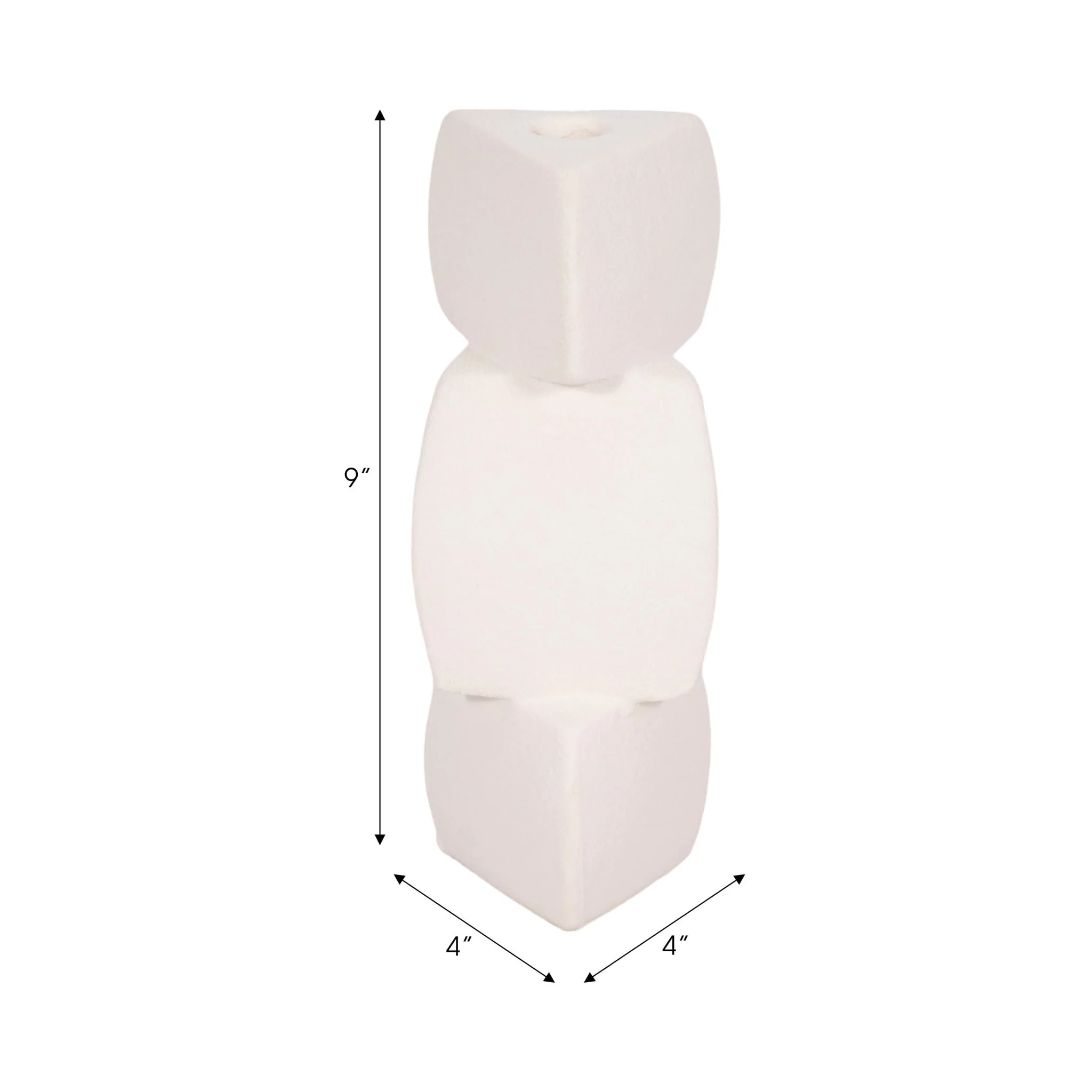 9" Stacked Objects Taper Holder Sand Glaze, White - Image 9