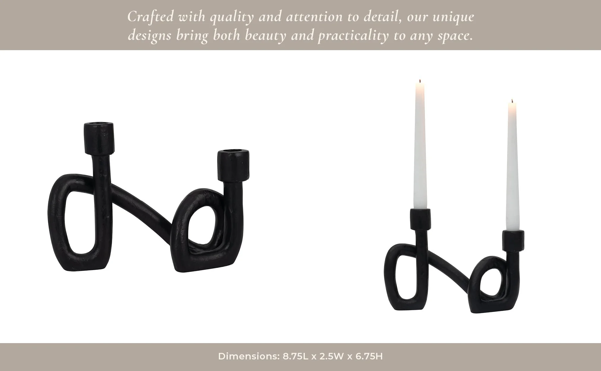 9" Swirled 2 Taper Candleholder, Black - Image 13