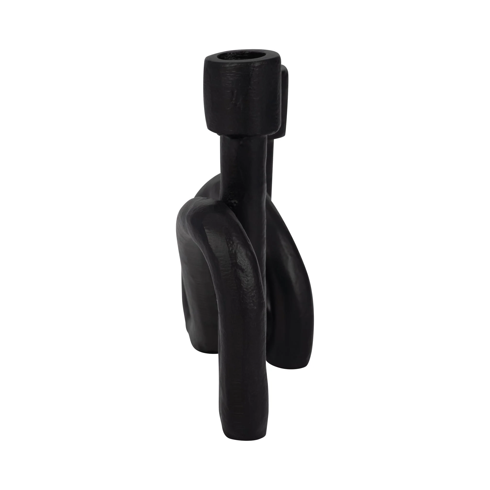 9" Swirled 2 Taper Candleholder, Black - Image 4