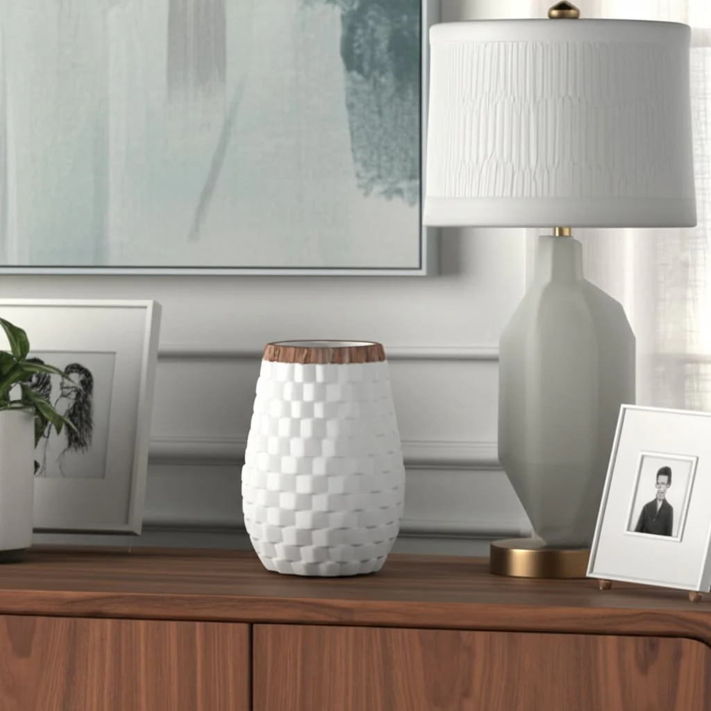 9" Textured Vase, White - Image 11