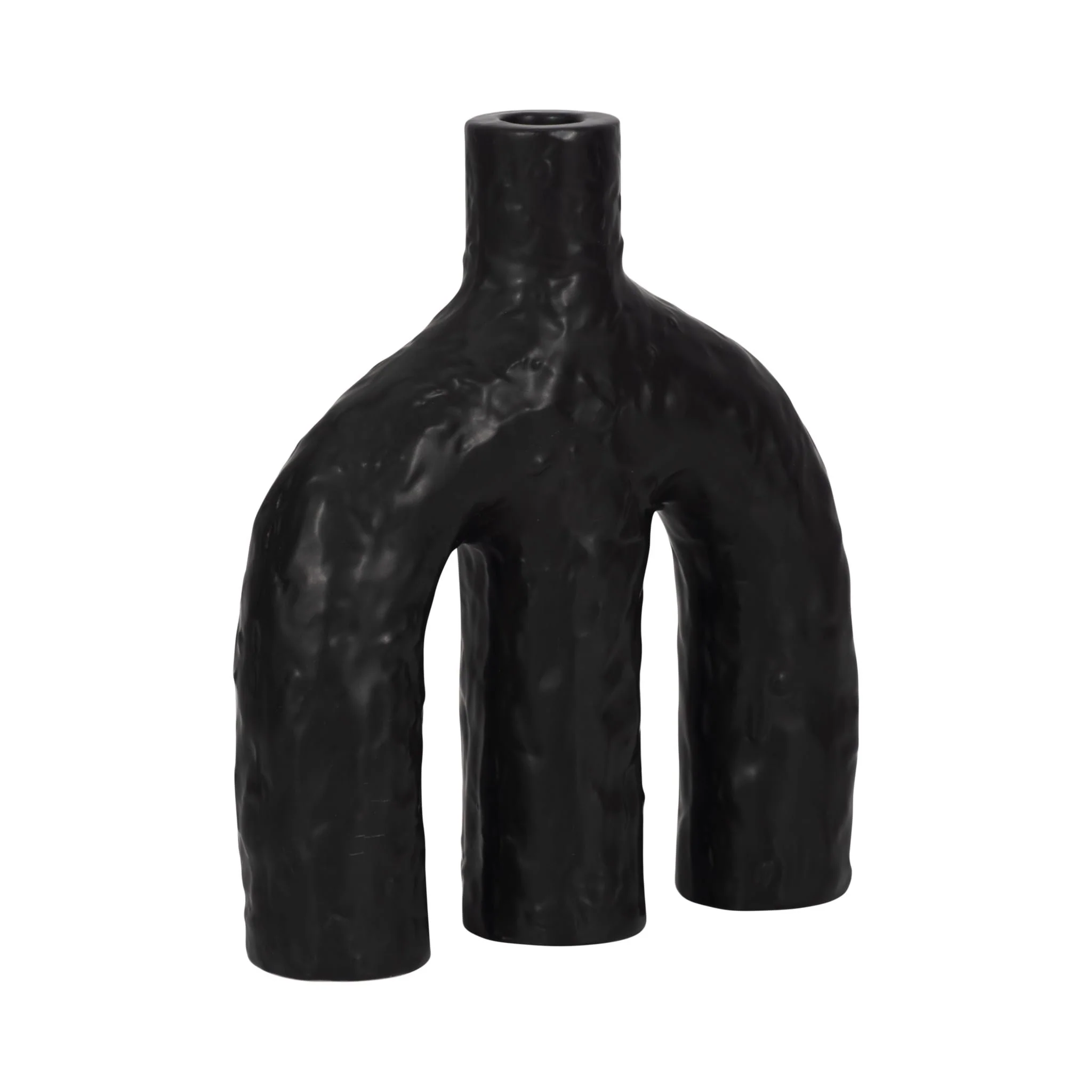 9" Volcano Texture Double Arched Taper Holder, Bla - Image 3