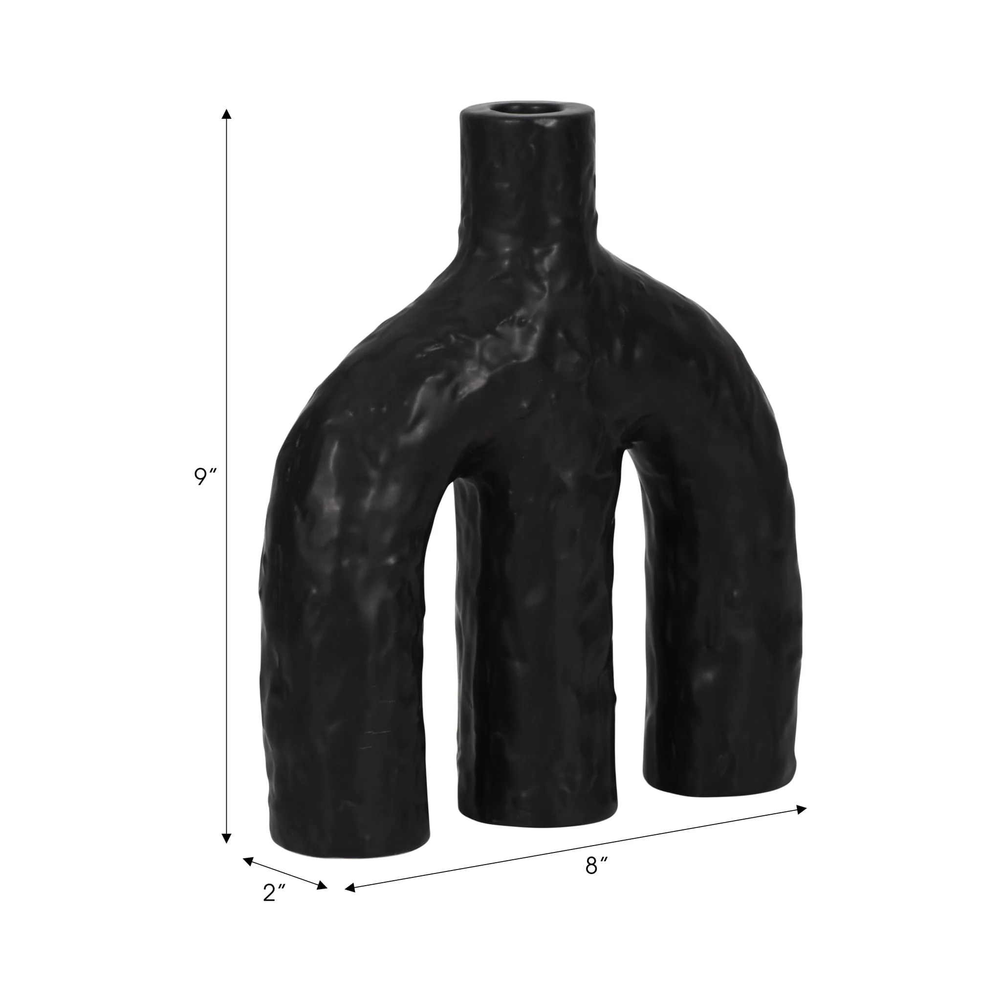 9" Volcano Texture Double Arched Taper Holder, Bla - Image 9