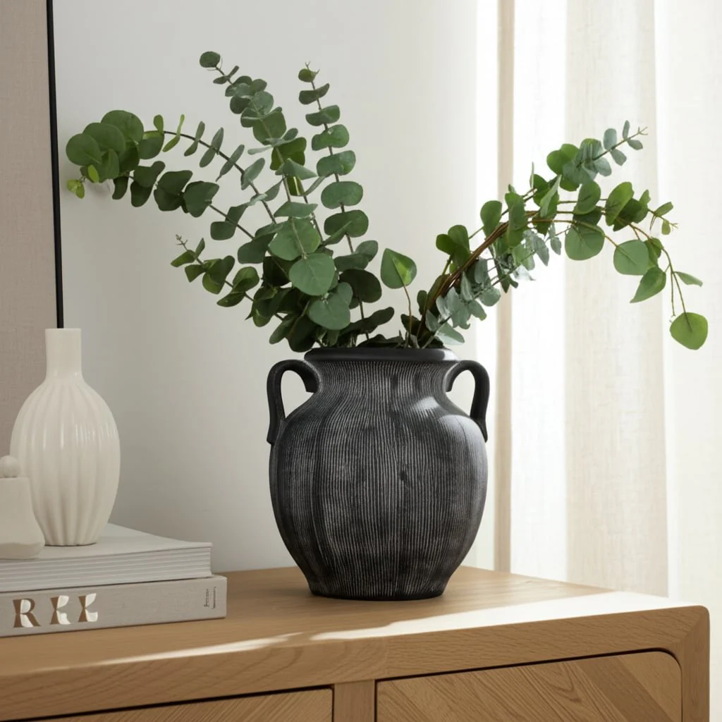 9" Weathered Jug With Handles, Black - Image 12