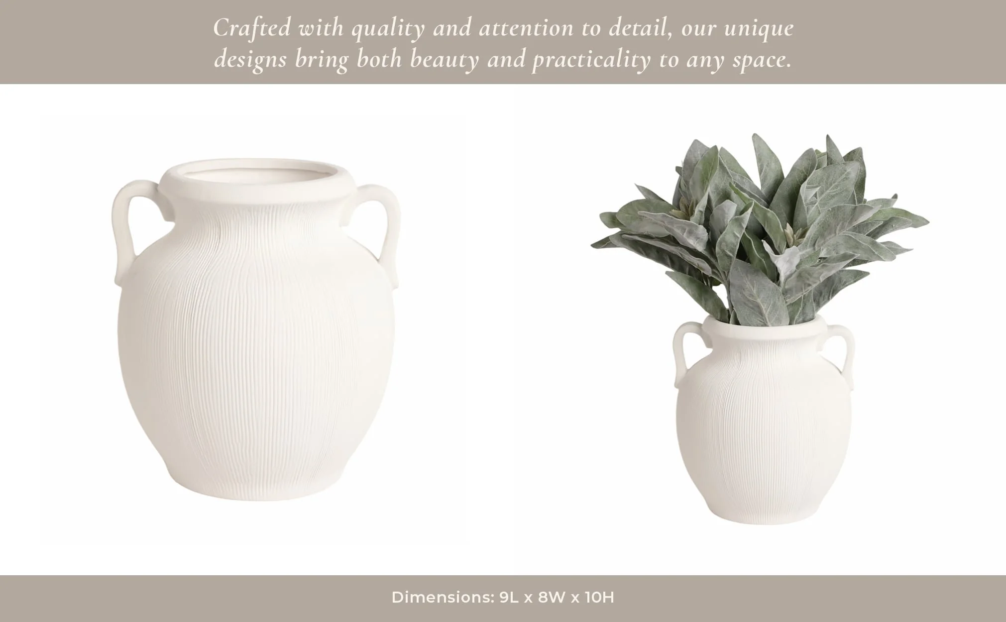 9" Weathered Jug With Handles, White - Image 11
