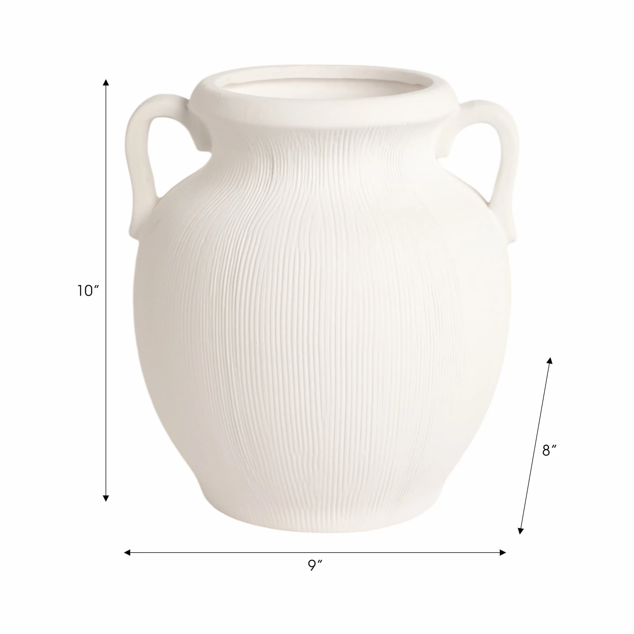 9" Weathered Jug With Handles, White - Image 9