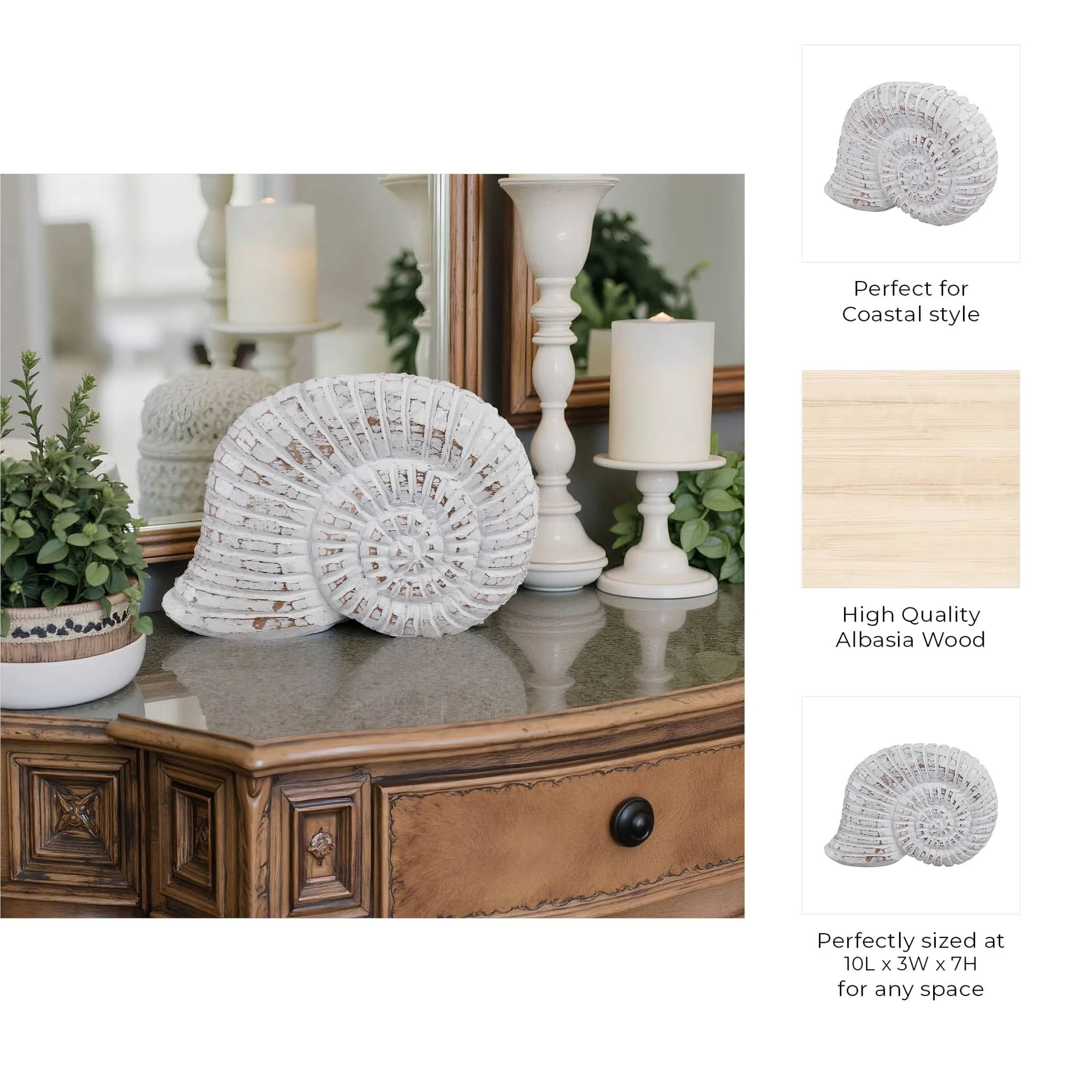 9" Wooden Snail Decor, Wht - Image 9
