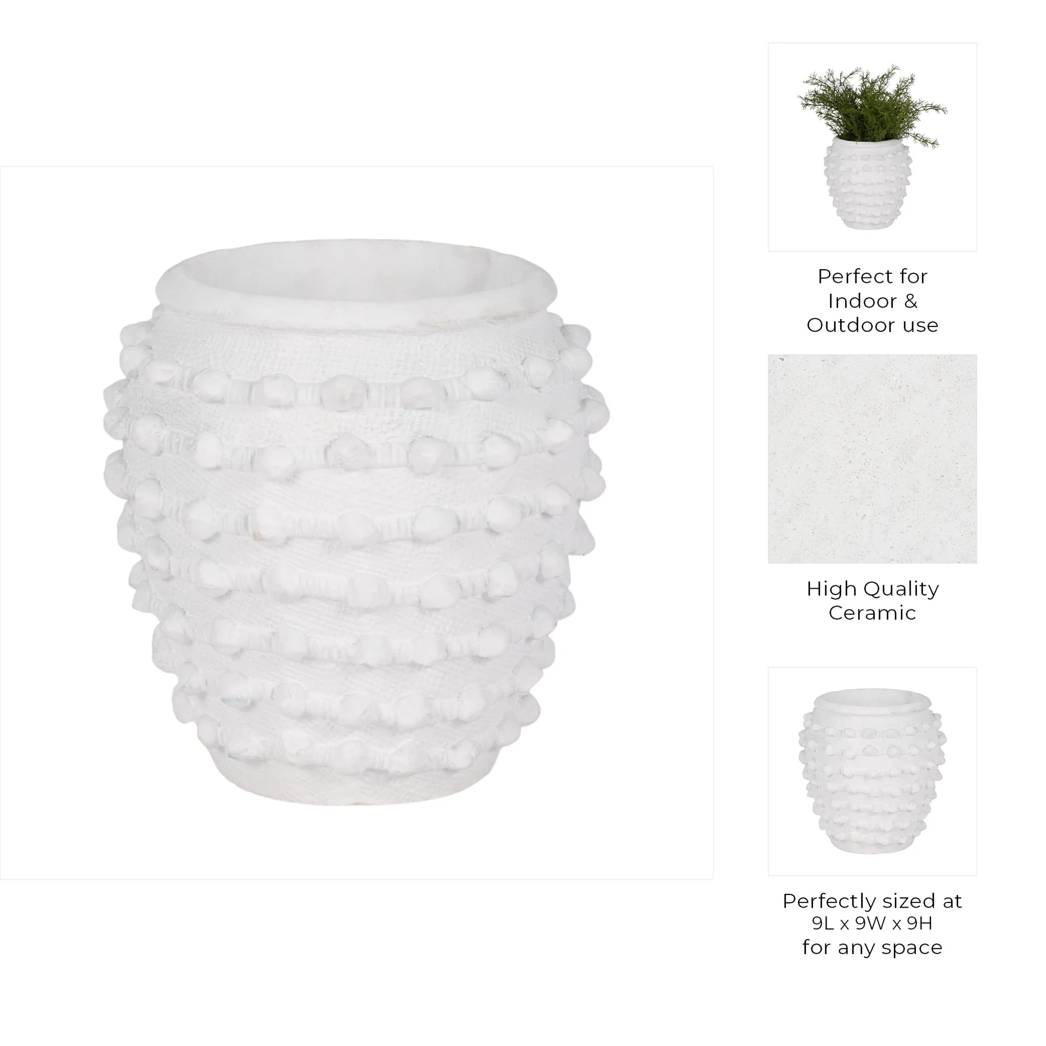 9" Woven Knot Planter, White - Image 3