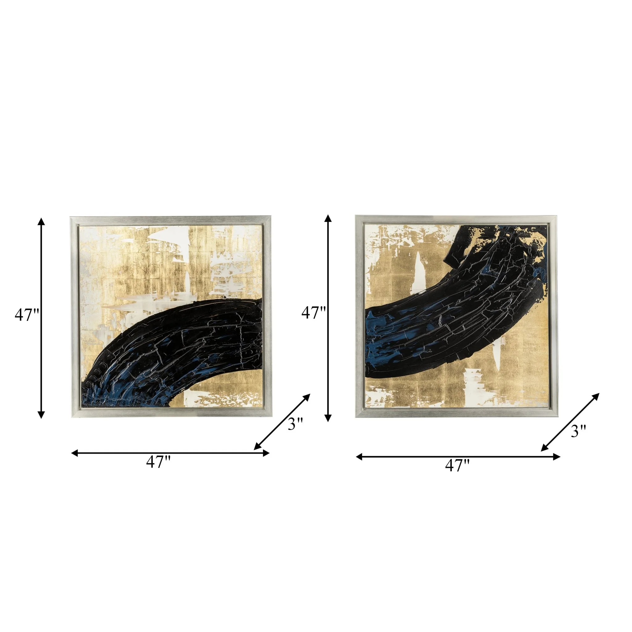 95x47, S/2 Hand Painted Matching  Blk Streak, Gld - Image 8