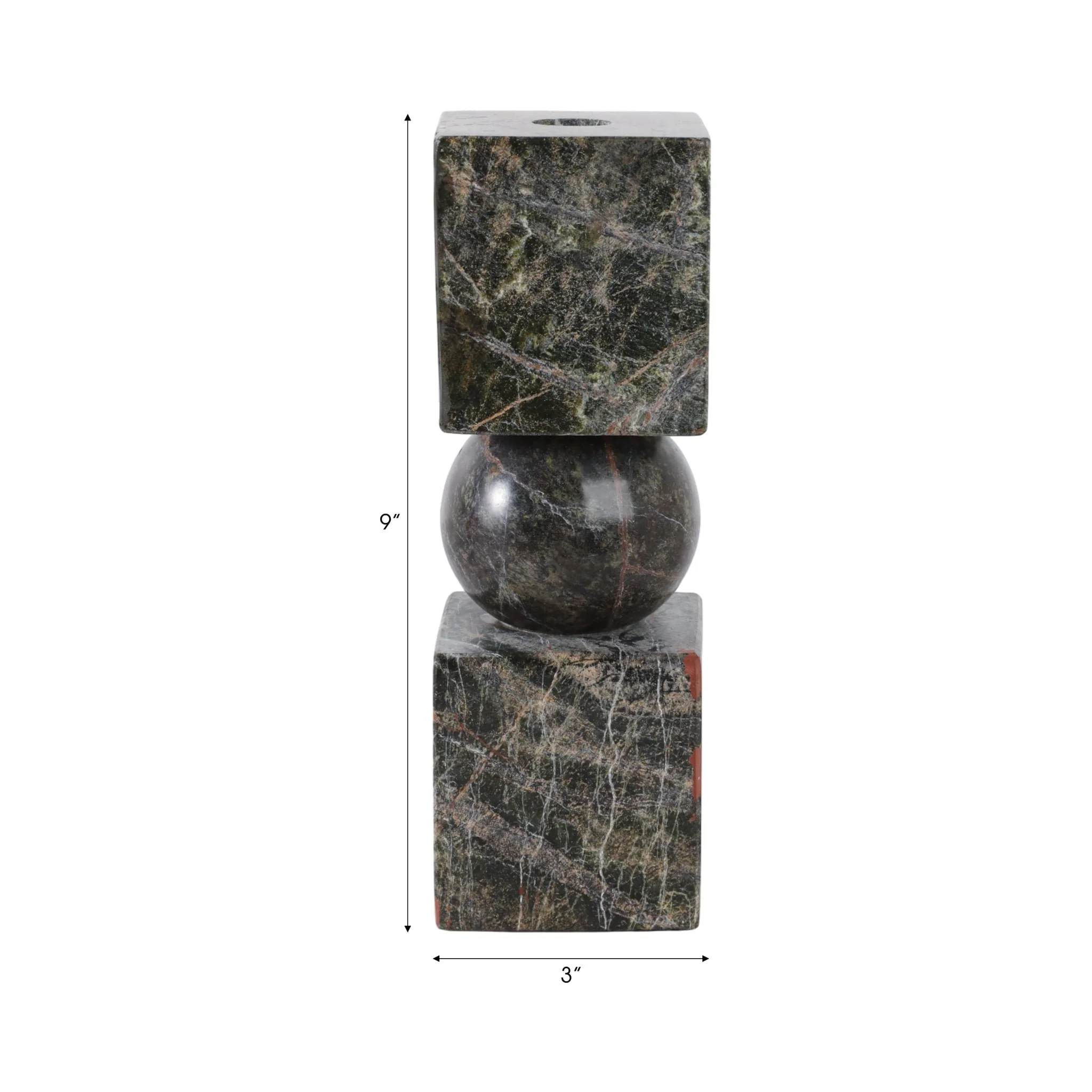 9x3" Chunky Marble Taper Holder, Forest Green - Image 8
