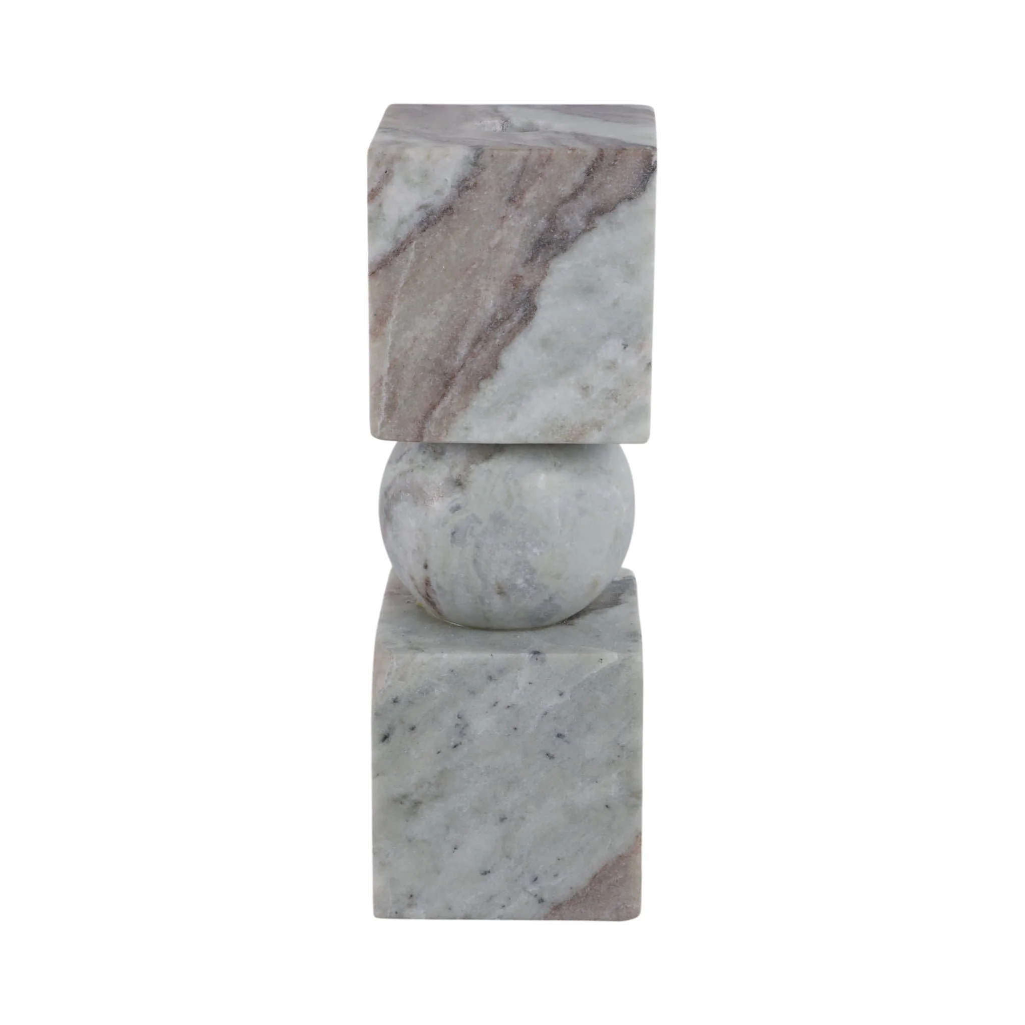 9x3" Chunky Marble Taper Holder, Tan Multi - Image 4