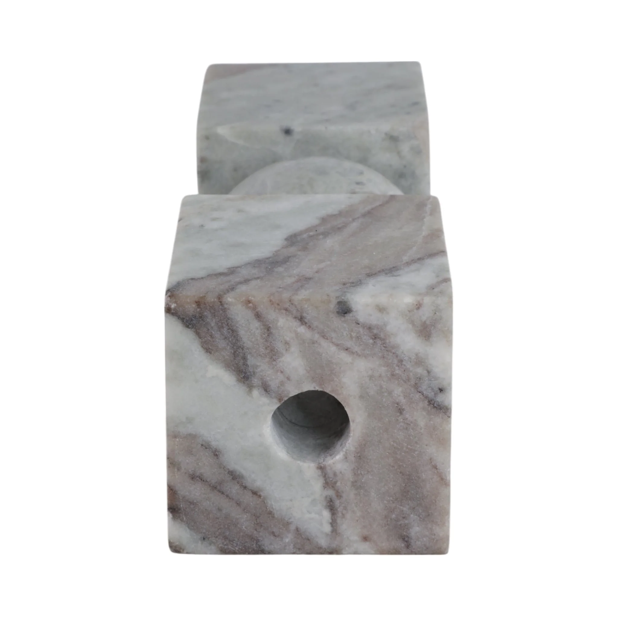9x3" Chunky Marble Taper Holder, Tan Multi - Image 6