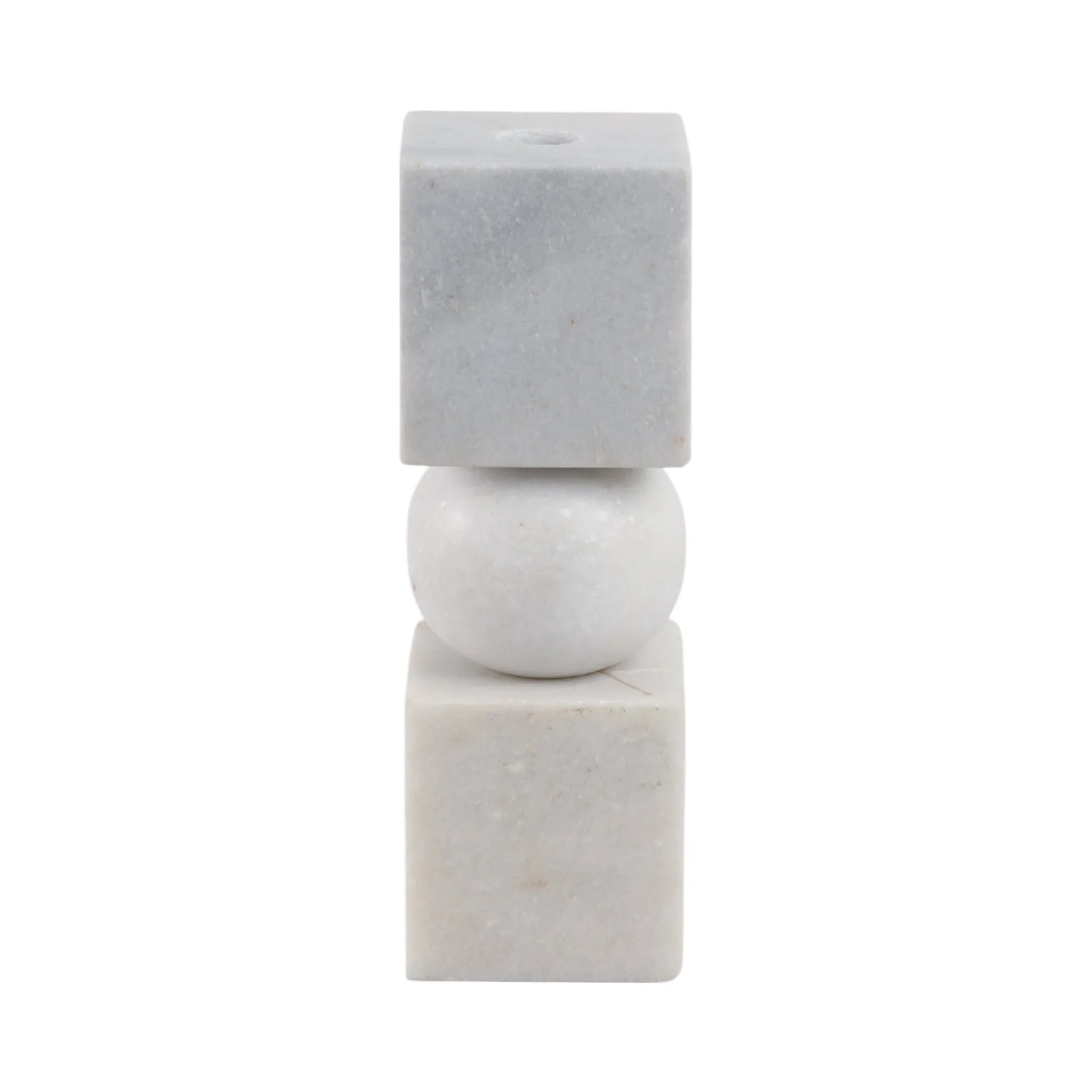 9x3" Chunky Marble Taper Holder, White - Image 3