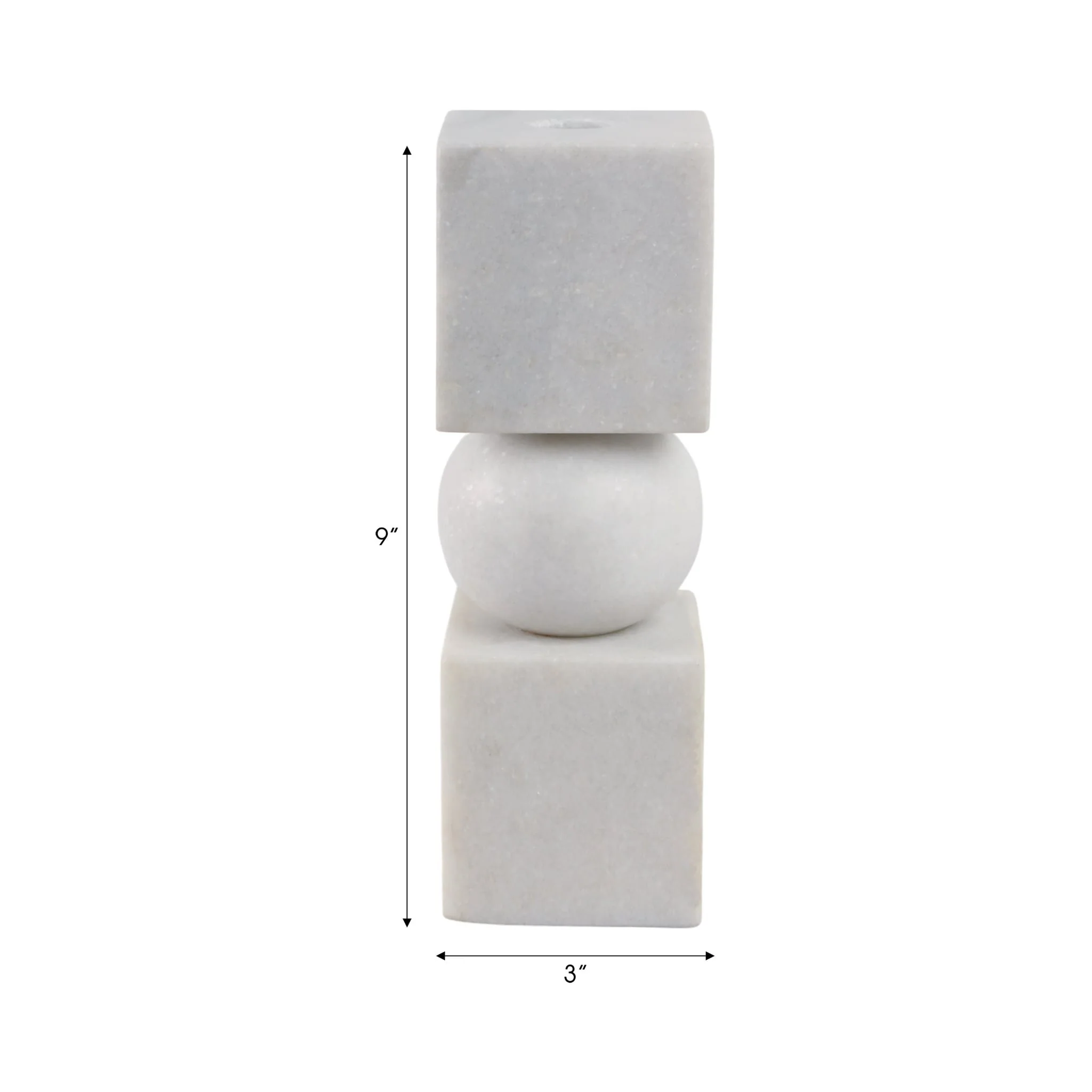 9x3" Chunky Marble Taper Holder, White - Image 8