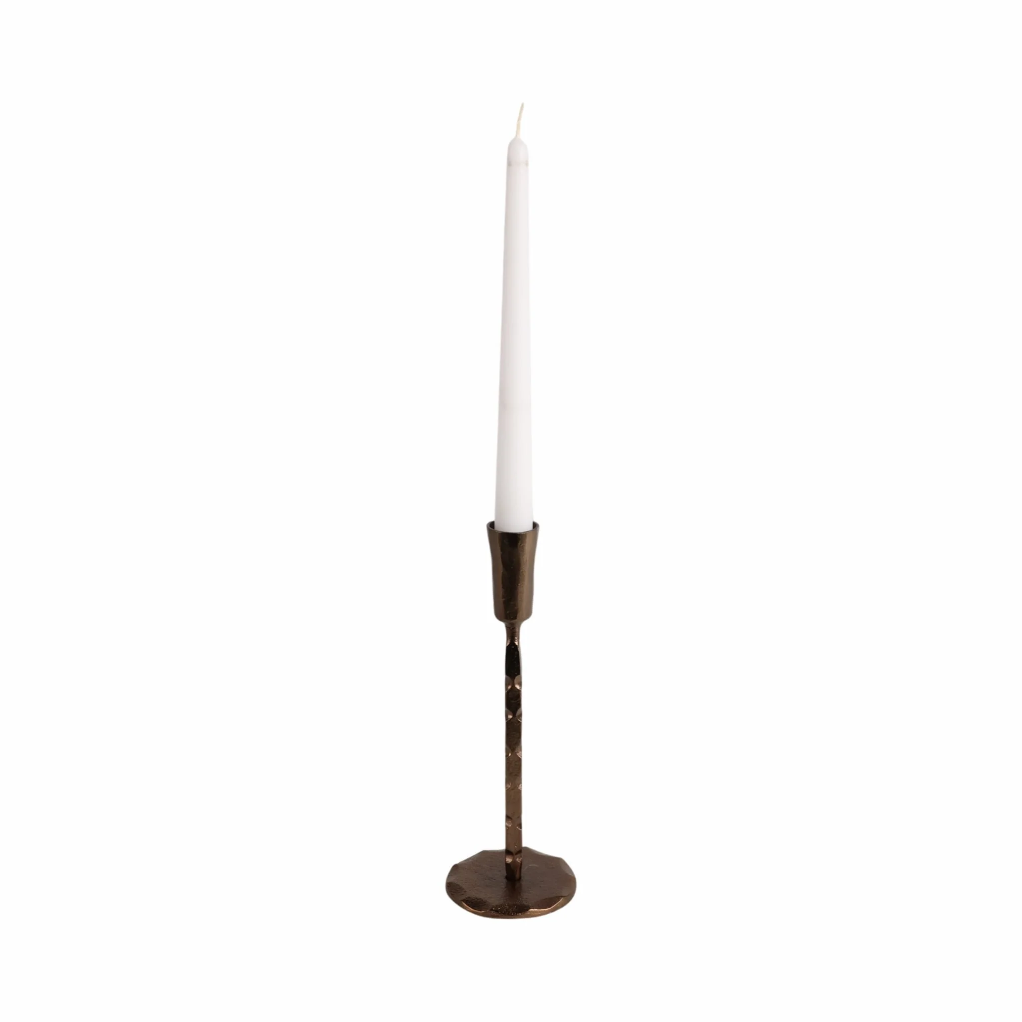 9x3" Forged Cast Iron Taper Holder, Matte Bronze - Image 2