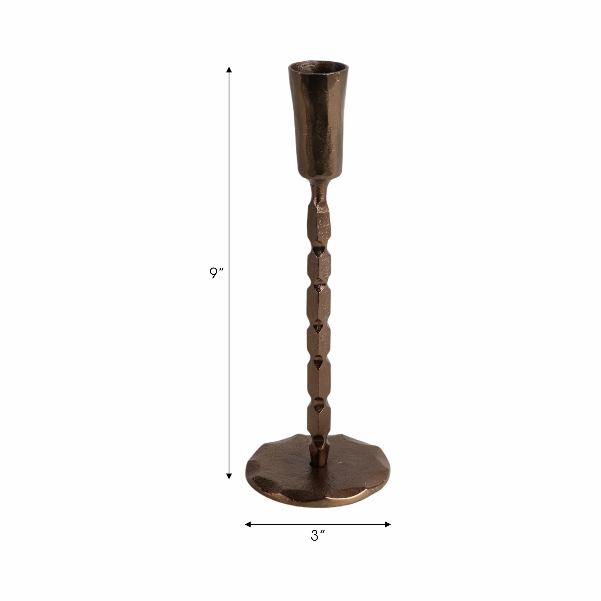 9x3" Forged Cast Iron Taper Holder, Matte Bronze - Image 8
