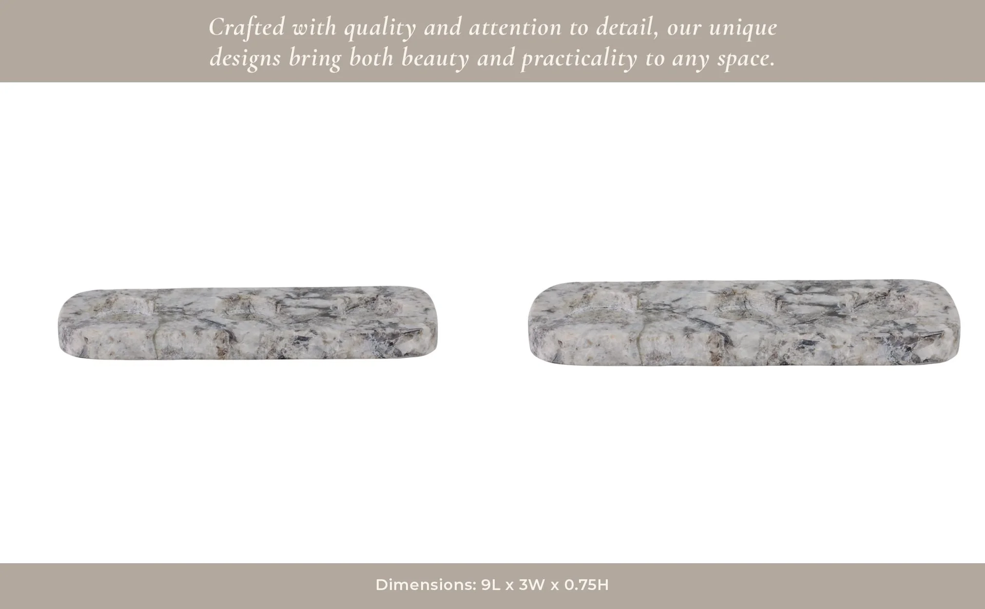 9x3" Marble 3-tealight Holder, White/black - Image 14