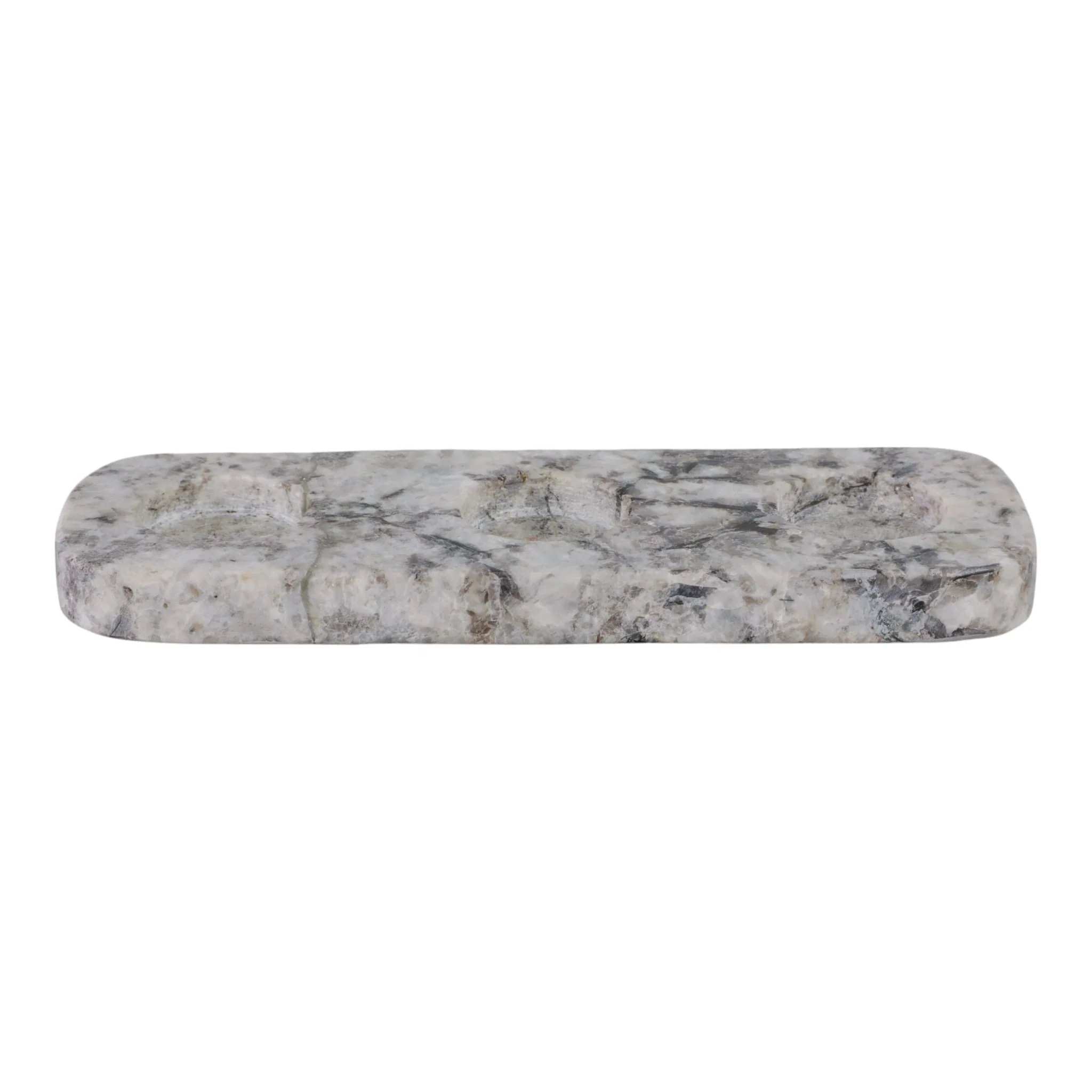 9x3" Marble 3-tealight Holder, White/black - Image 2