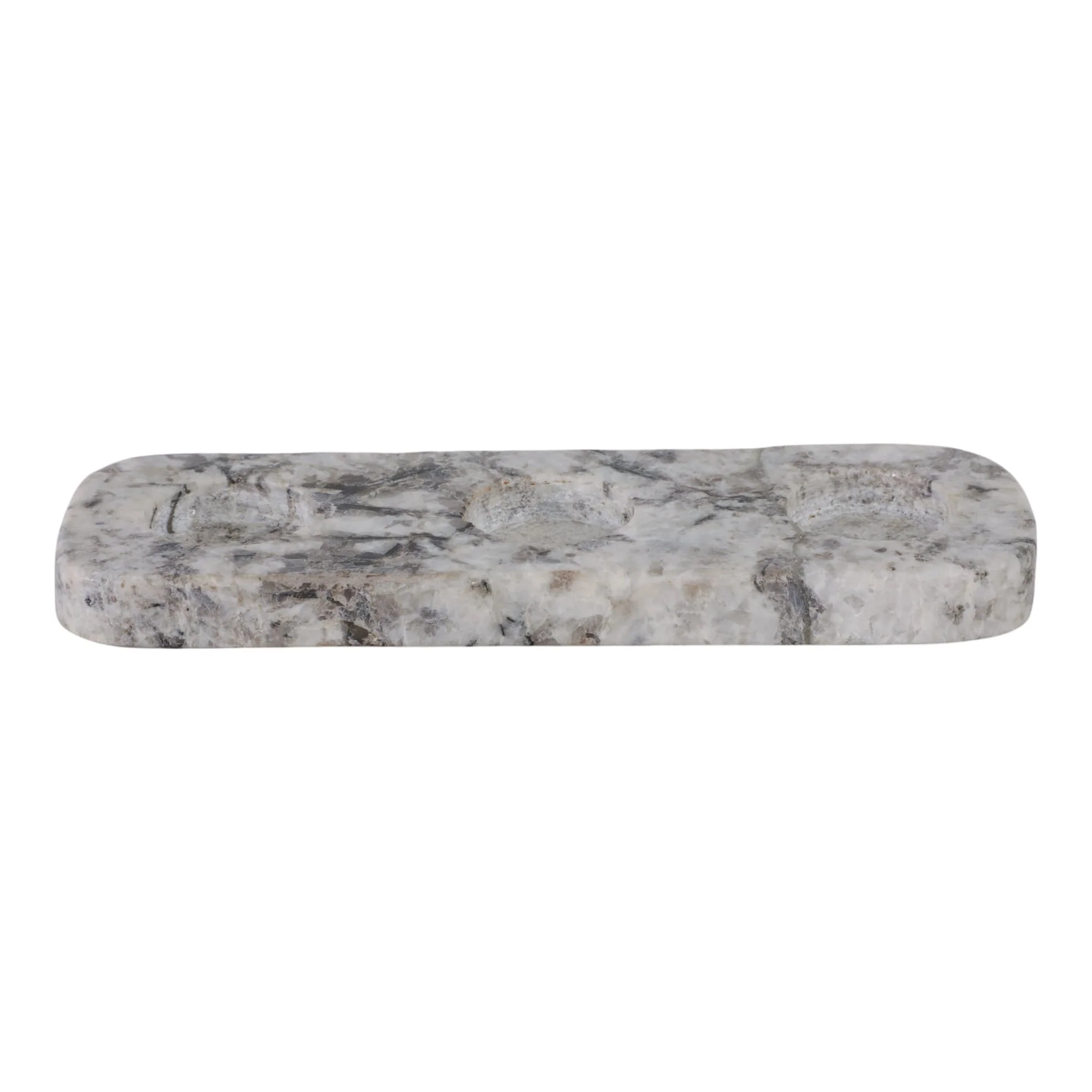 9x3" Marble 3-tealight Holder, White/black - Image 5