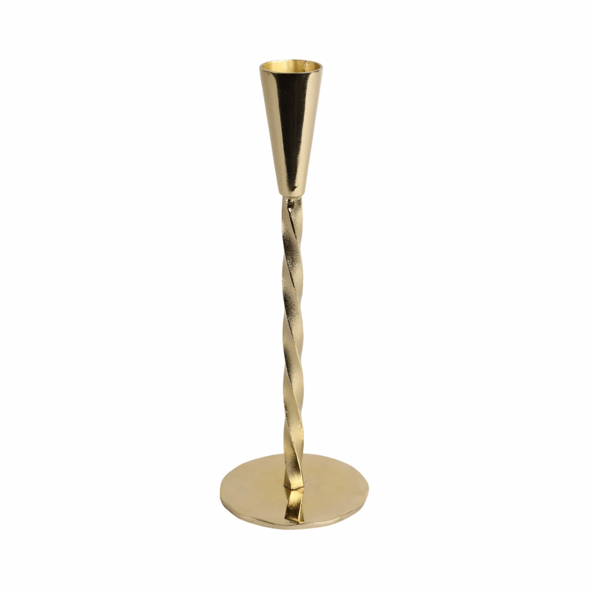 9x3" Twisted Taper Holder, Gold - Image 3