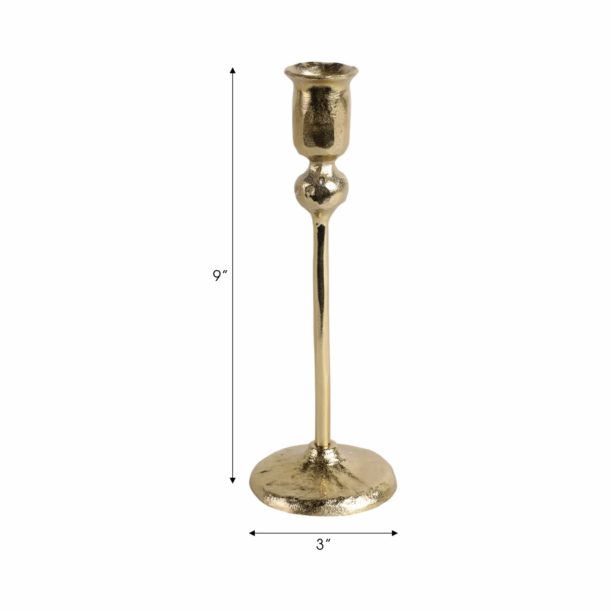 9x3" Vintage Taper Holder, Gold - Image 8