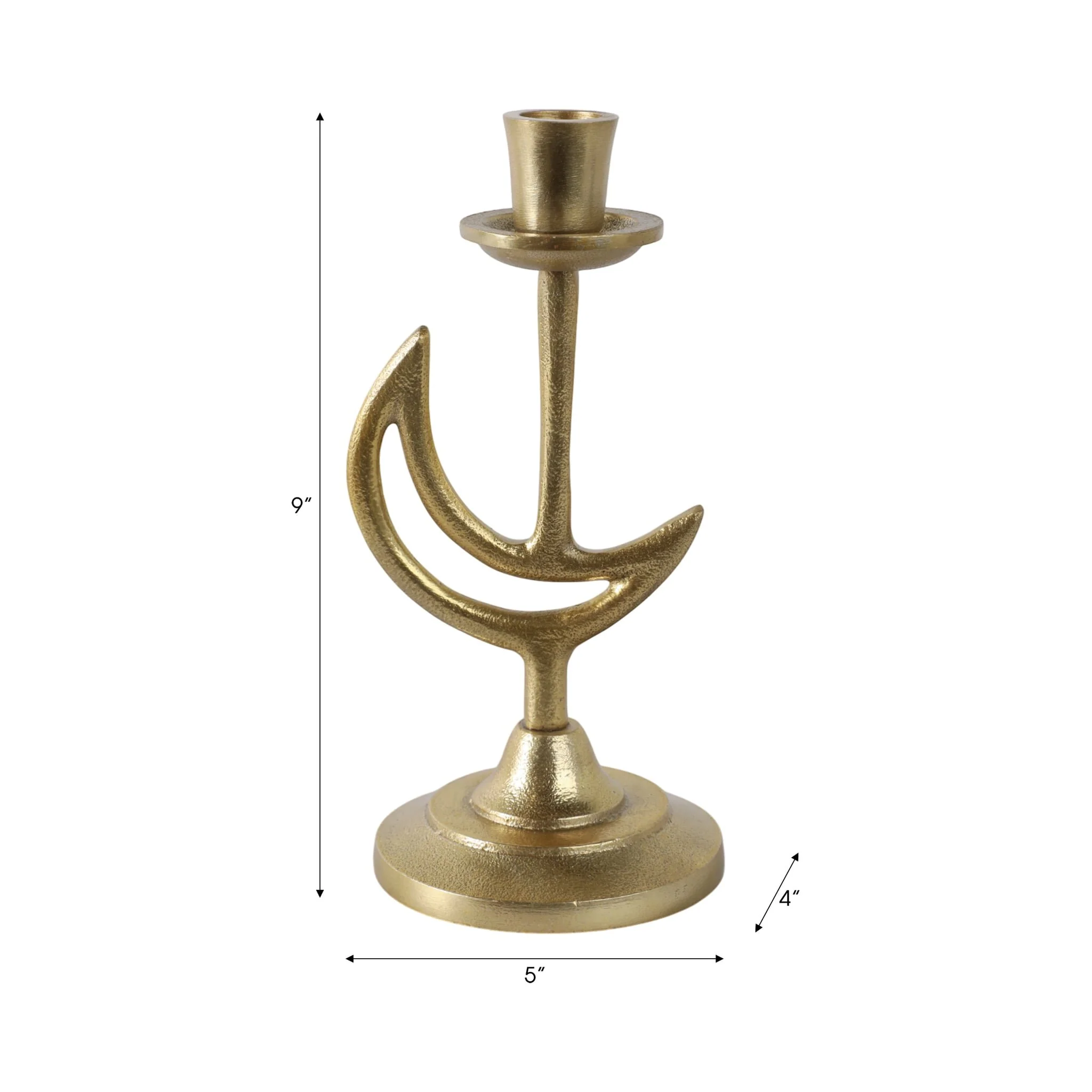 9x5" Crescent Moon Taper Holder, Gold - Image 9