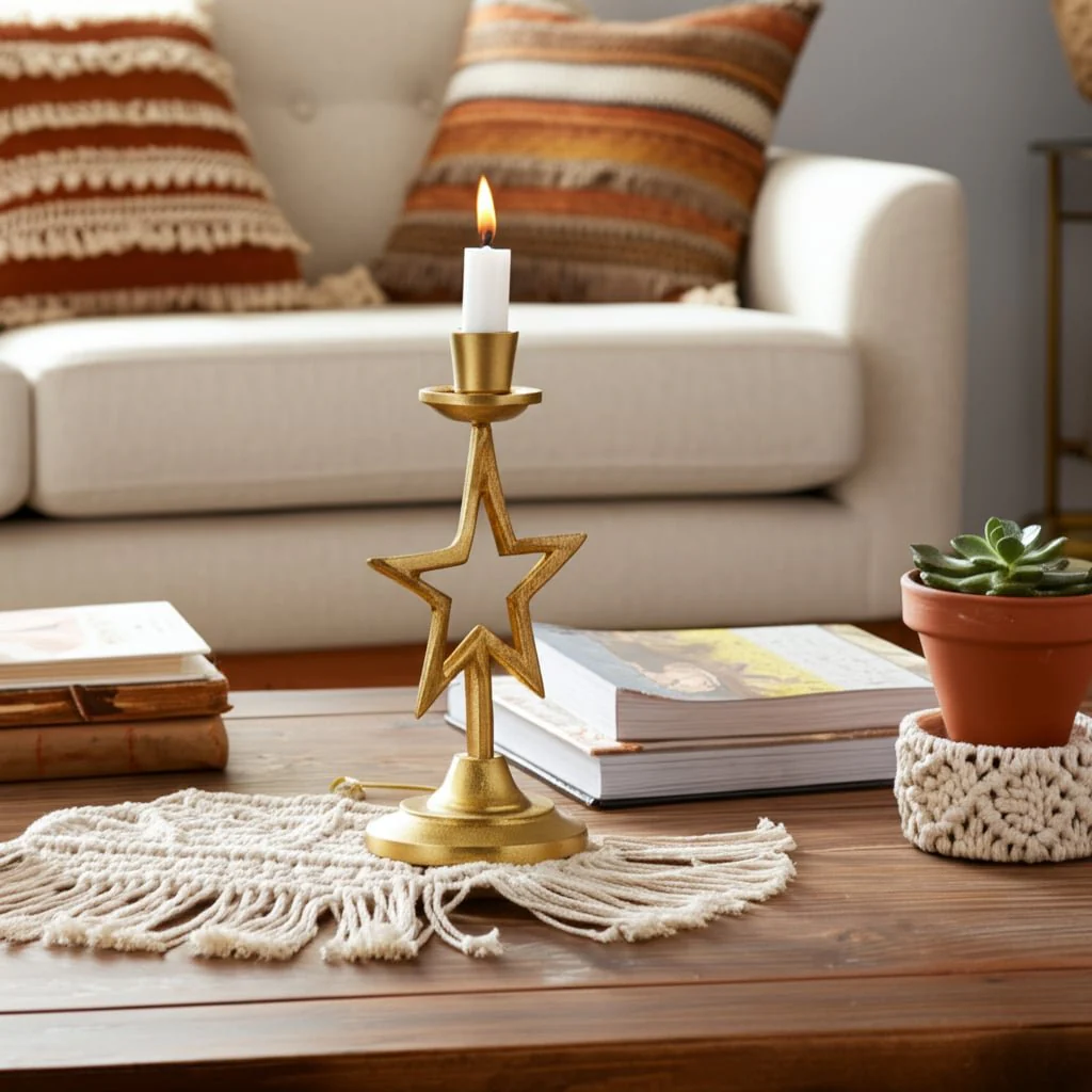 9x5" Star Taper Holder, Gold - Image 13