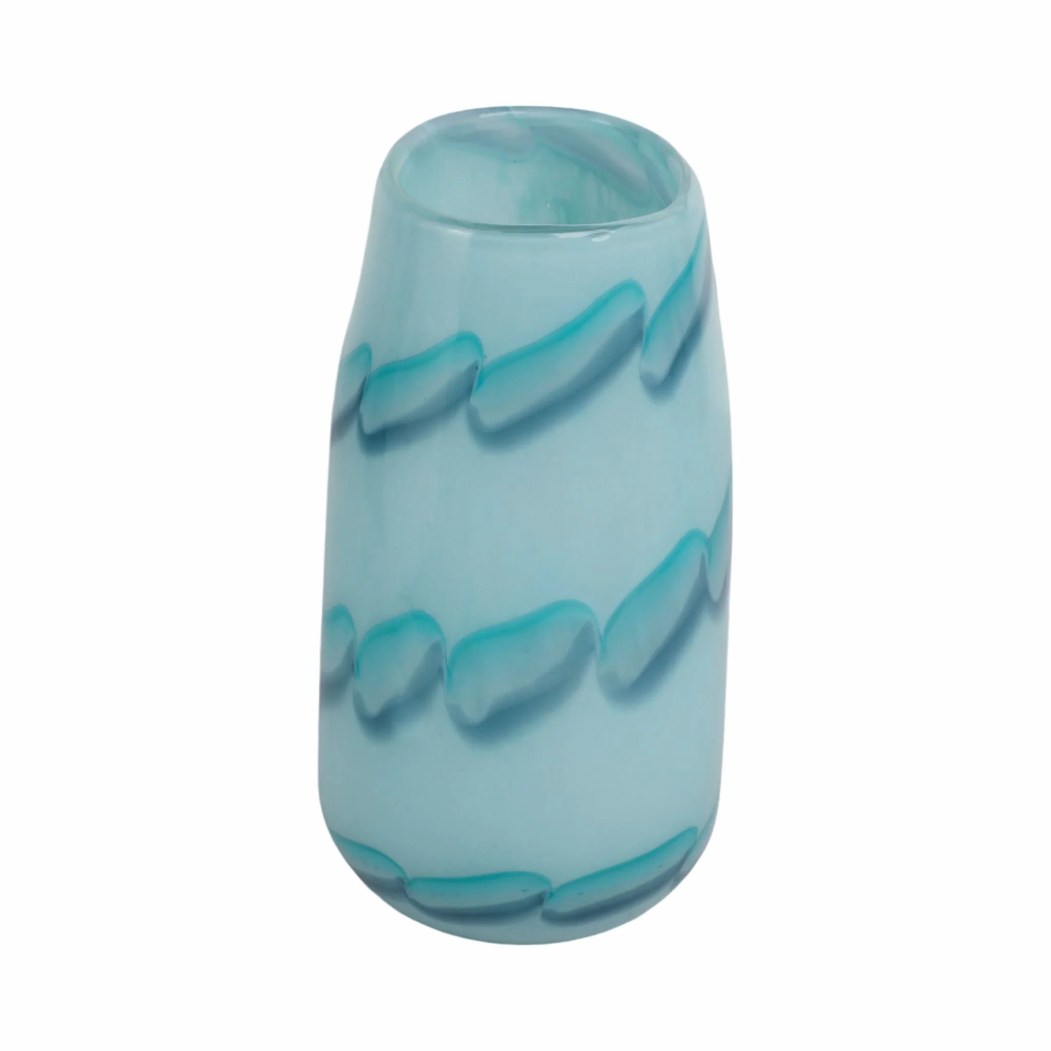 9x6" Bead Pattern Glass Vase, Blue - Image 4
