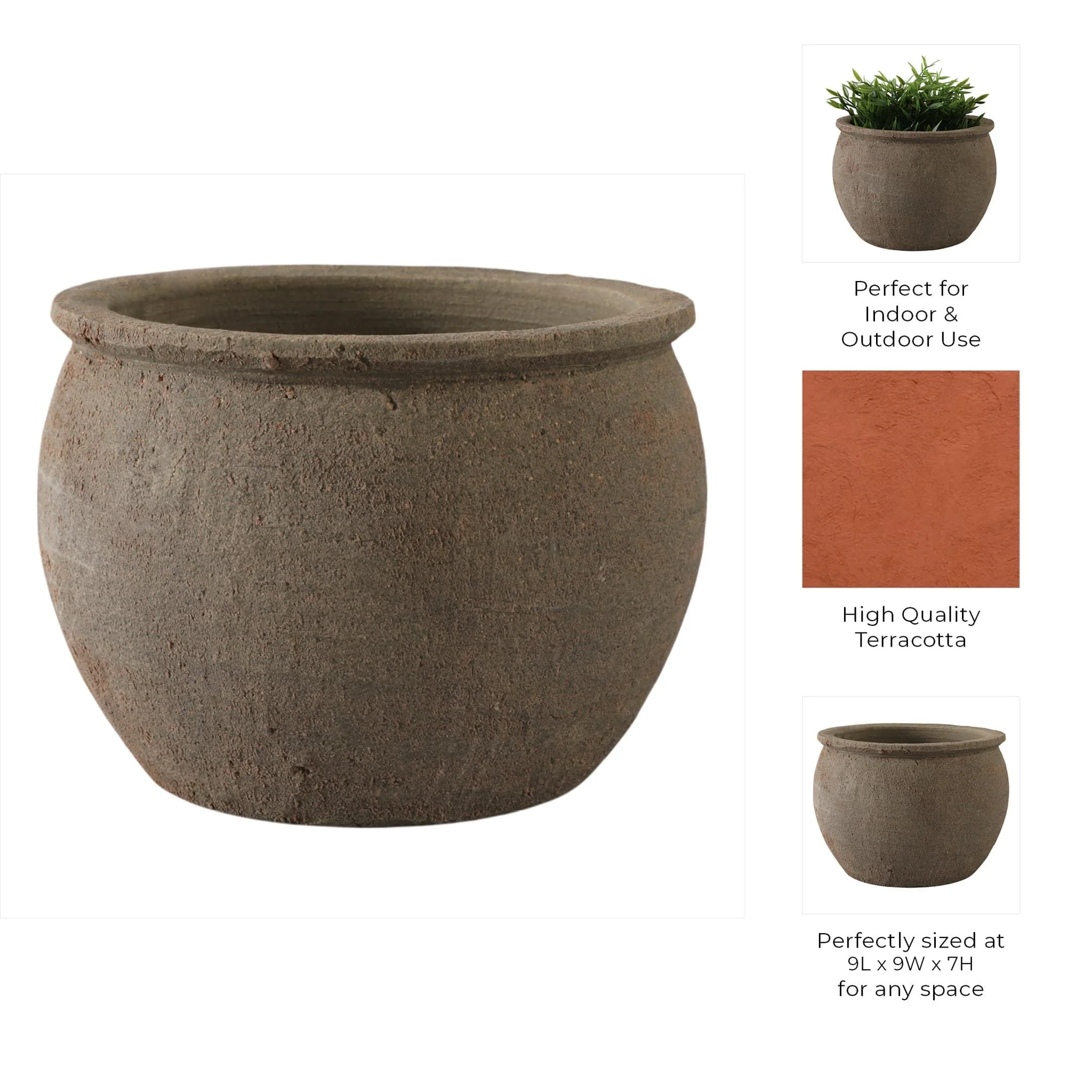9x7" Traditional Pot Planter, Dark Brown - Image 10