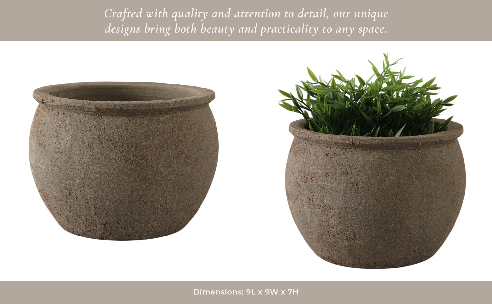 9x7" Traditional Pot Planter, Dark Brown - Image 12