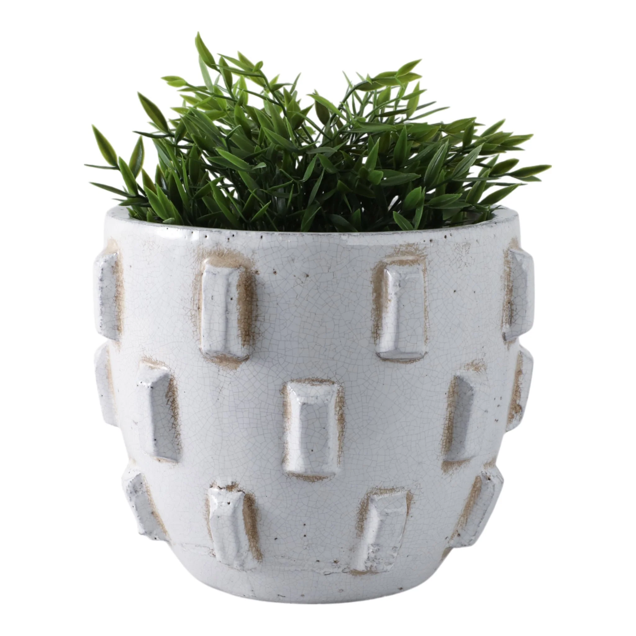 9x8" Sculptural Hobnail Planter, White - Image 2
