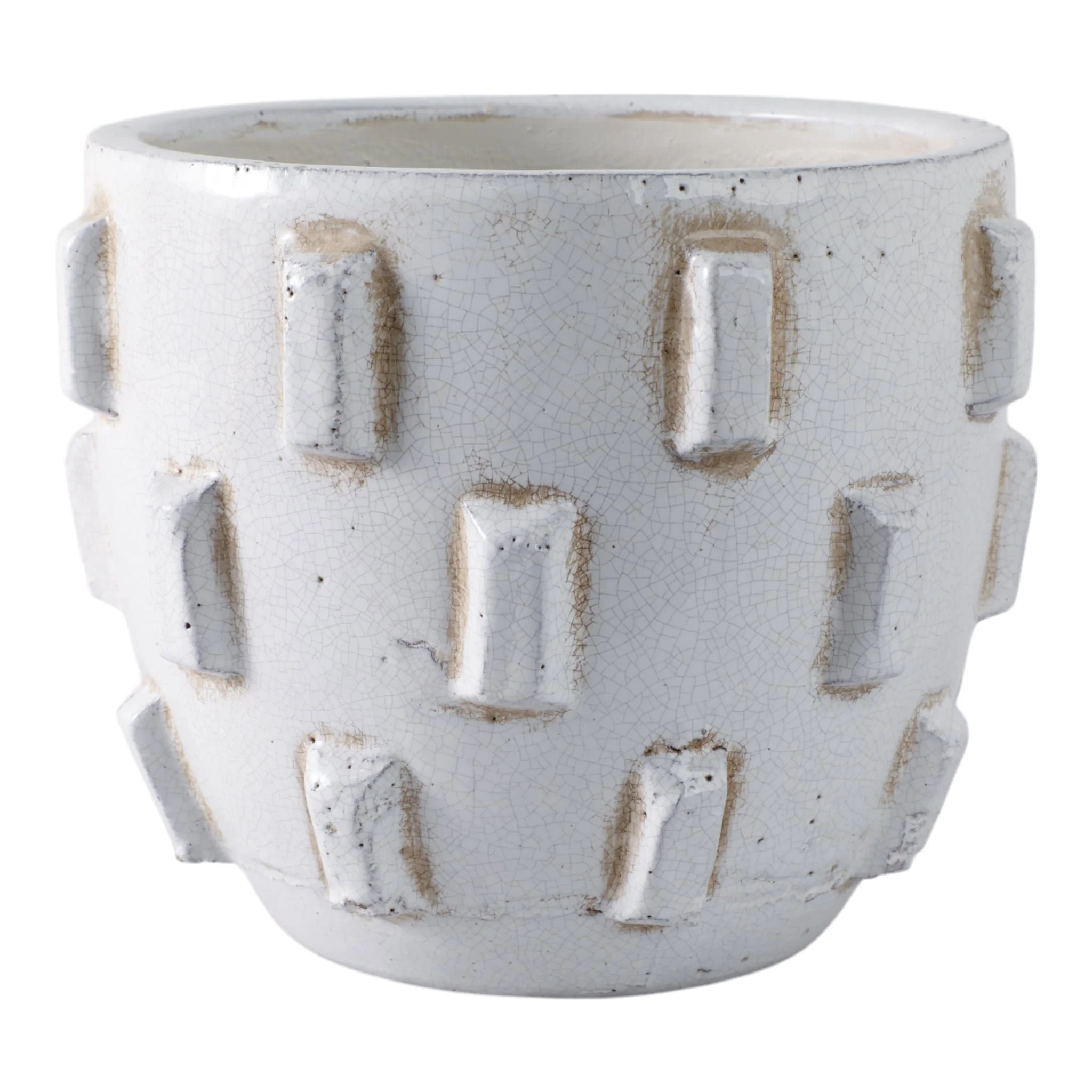 9x8" Sculptural Hobnail Planter, White - Image 3