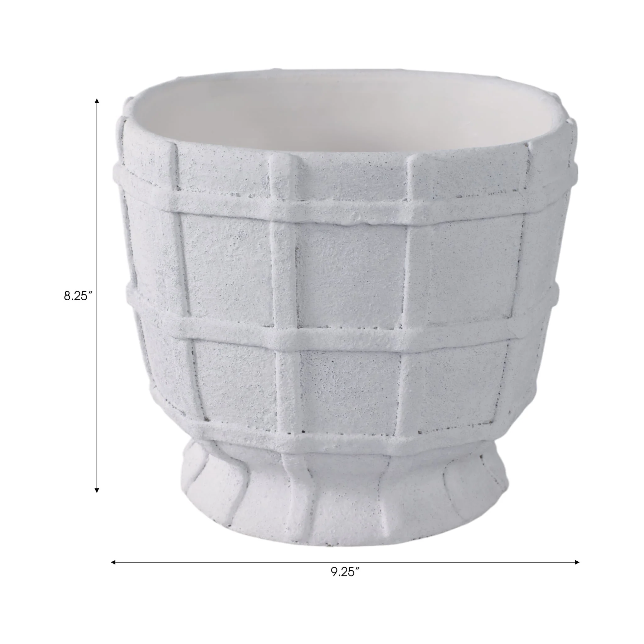 9x9" Grid Applique Pedestal Planter, White - Image 9