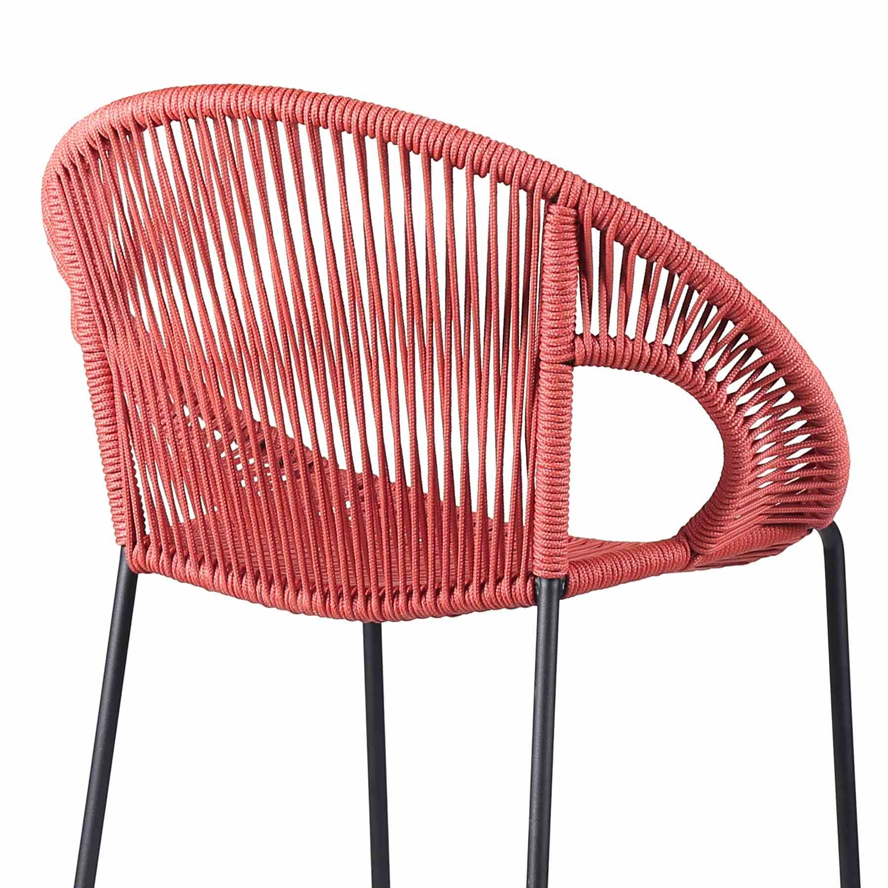 Acapulco 26" Indoor Outdoor Steel Bar Stool with Brick Red Rope - Image 5