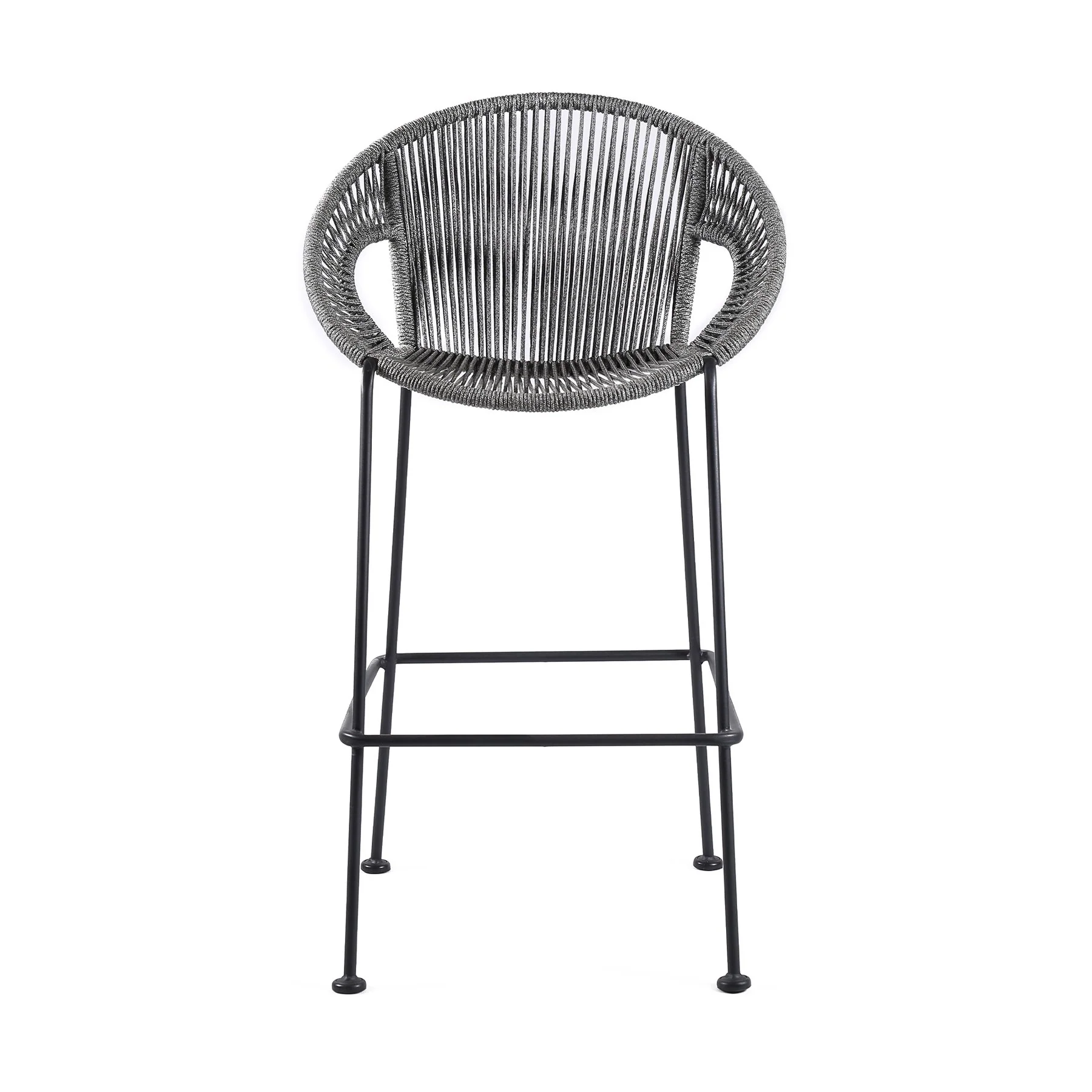 Acapulco 26" Indoor Outdoor Steel Bar Stool with Gray Rope - Image 2