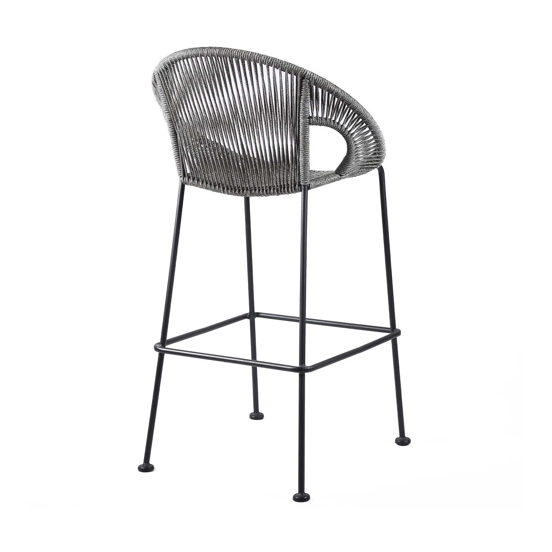 Acapulco 26" Indoor Outdoor Steel Bar Stool with Gray Rope - Image 3
