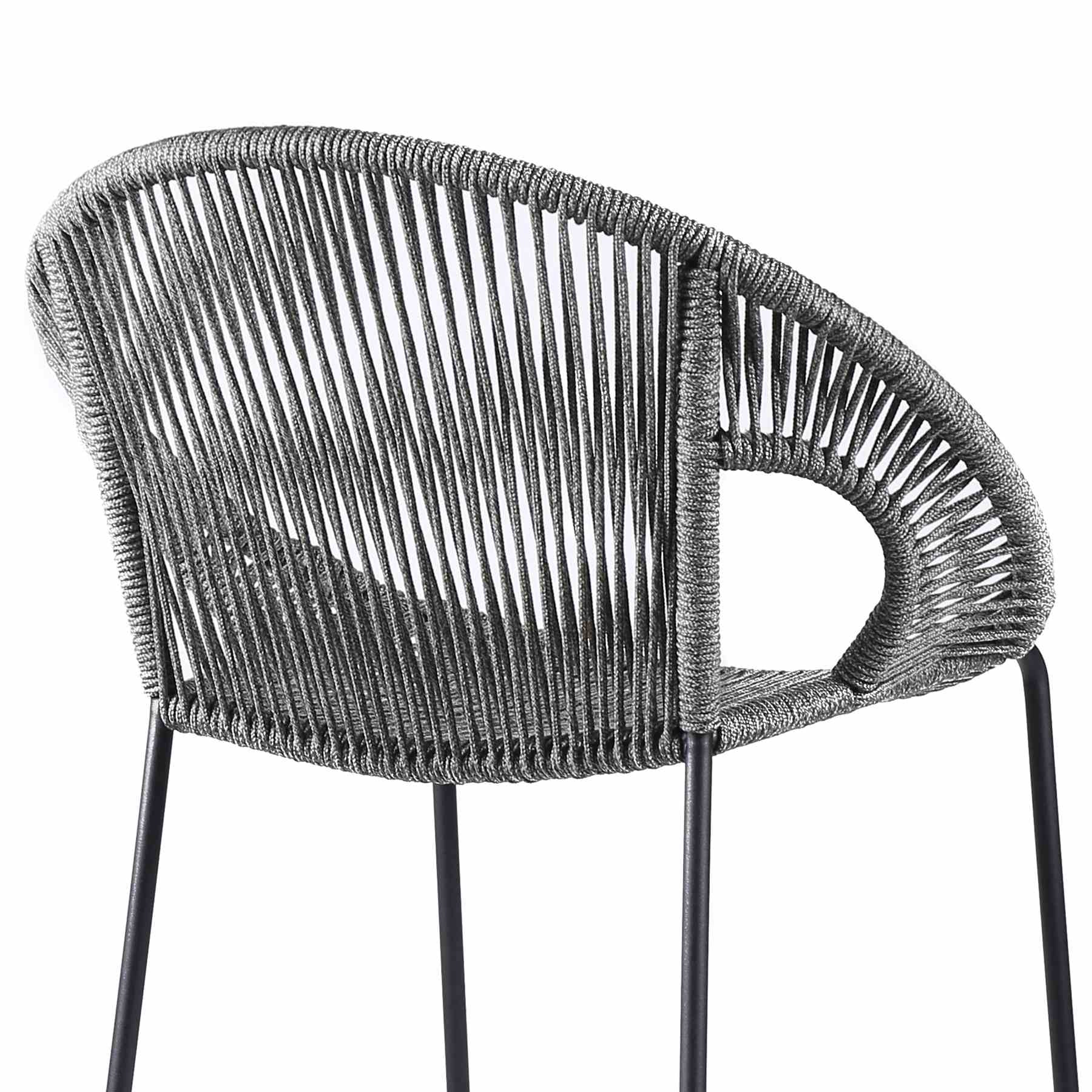 Acapulco 26" Indoor Outdoor Steel Bar Stool with Gray Rope - Image 5