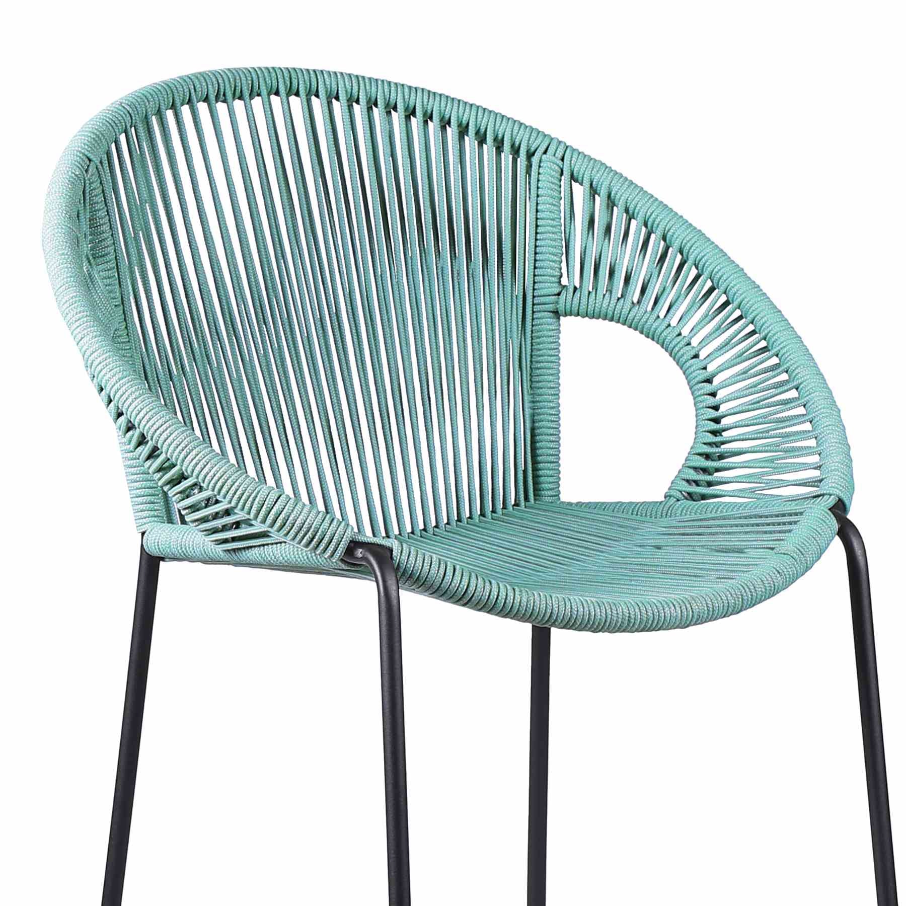 Acapulco 26" Indoor Outdoor Steel Bar Stool with Wasabi Rope - Image 4