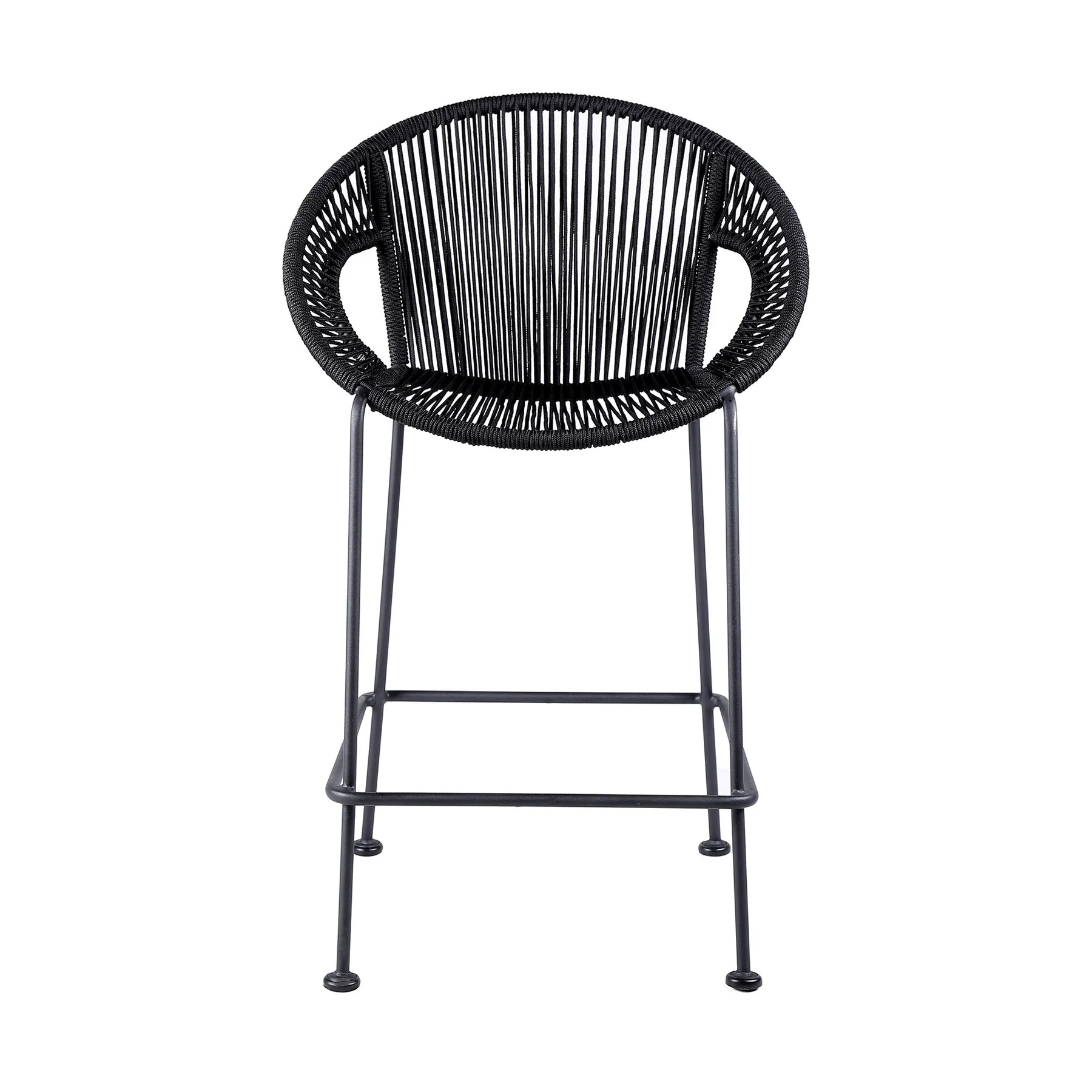 Acapulco 30" Indoor Outdoor Steel Bar Stool with Black Rope - Image 2
