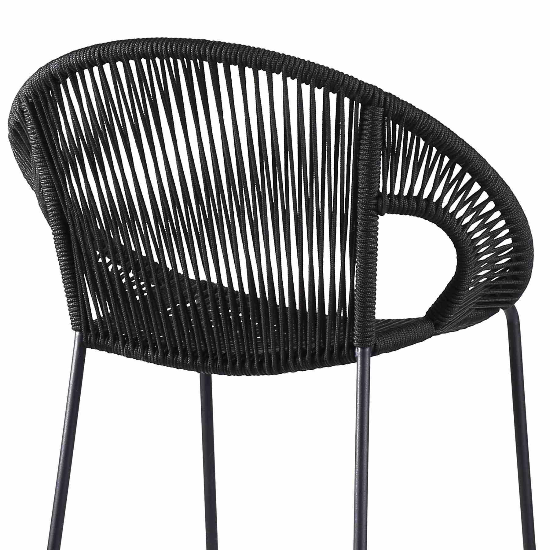 Acapulco 30" Indoor Outdoor Steel Bar Stool with Black Rope - Image 5