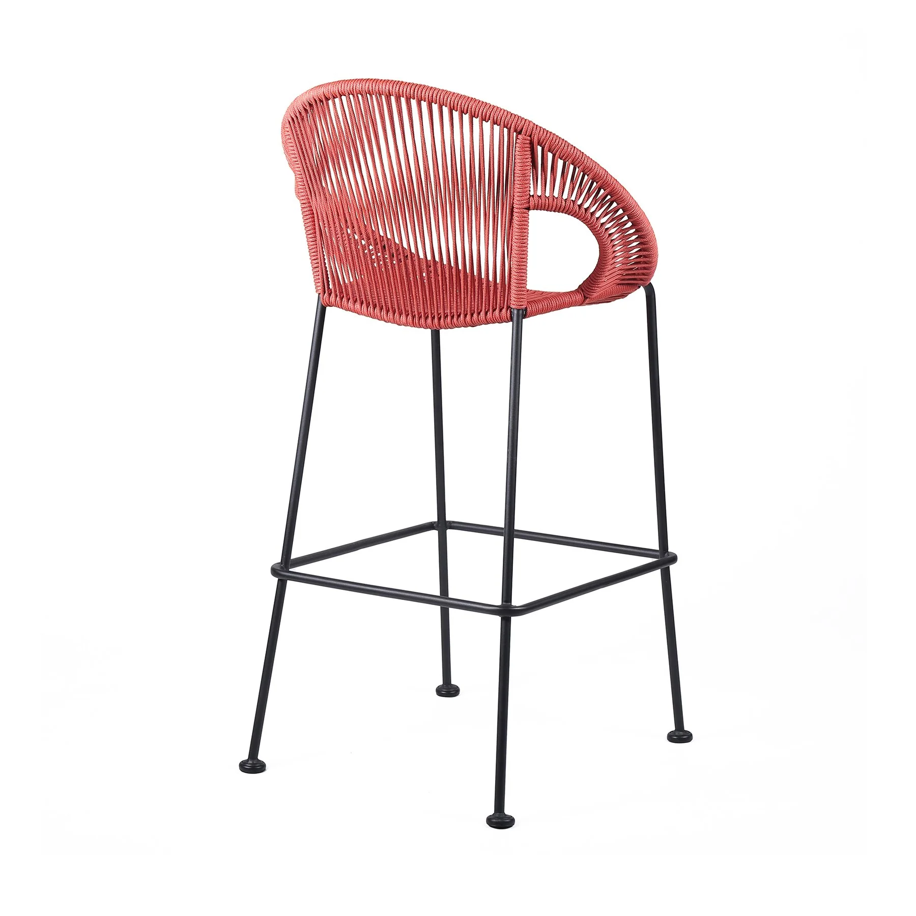 Acapulco 30" Indoor Outdoor Steel Bar Stool with Brick Red Rope - Image 3