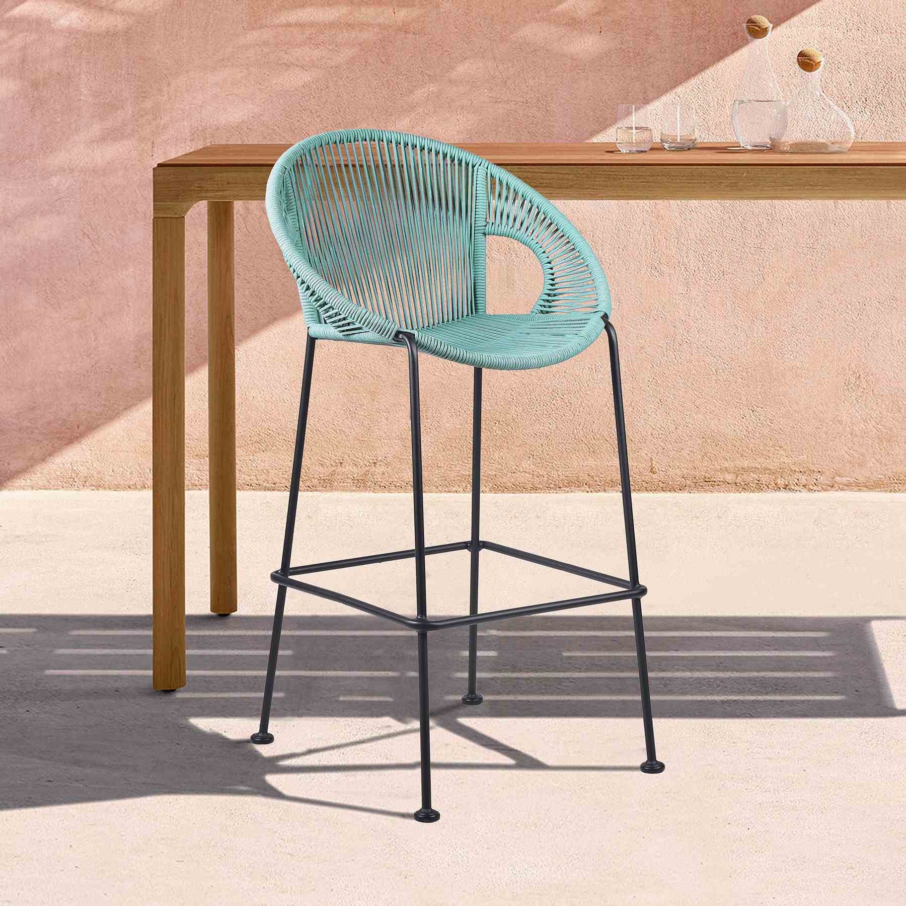 Acapulco 30" Indoor Outdoor Steel Bar Stool with Wasabi Rope - Image 9