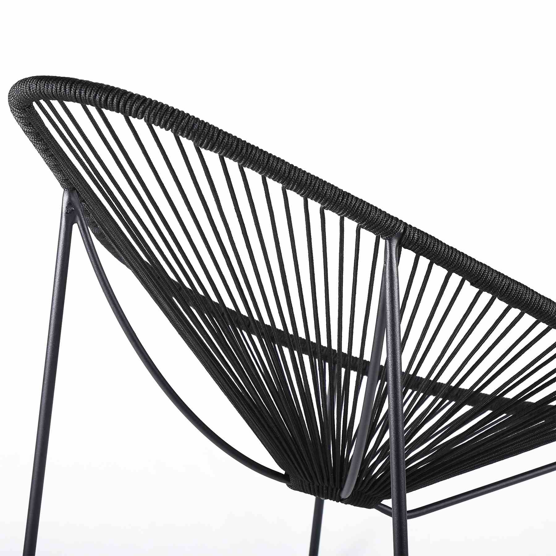 Acapulco Indoor Outdoor Steel Papasan Lounge Chair with Black Rope - Image 4