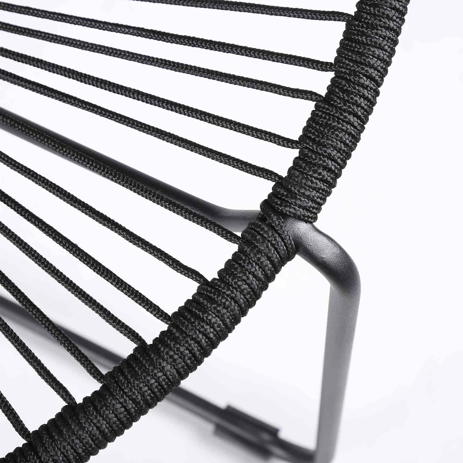 Acapulco Indoor Outdoor Steel Papasan Lounge Chair with Black Rope - Image 5