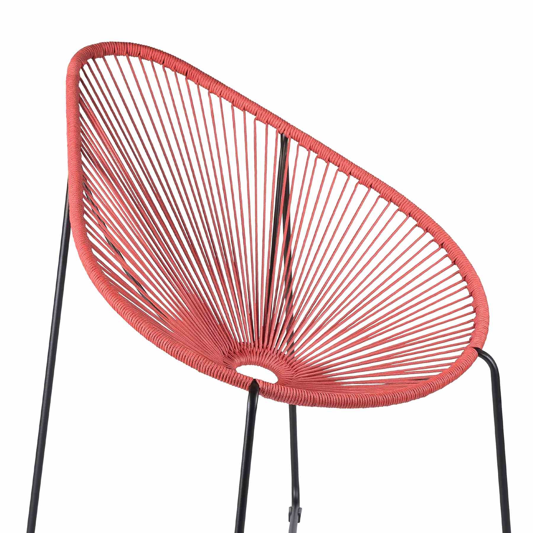 Acapulco Indoor Outdoor Steel Papasan Lounge Chair with Brick Red Rope - Image 3