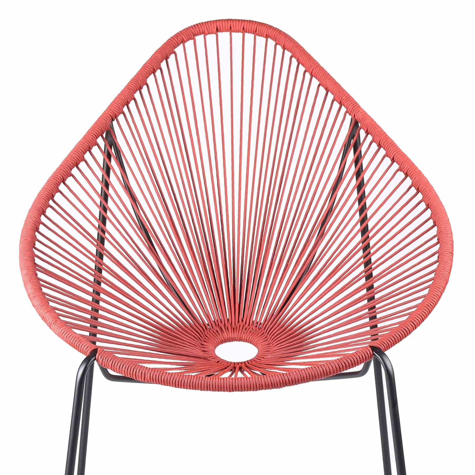 Acapulco Indoor Outdoor Steel Papasan Lounge Chair with Brick Red Rope - Image 4