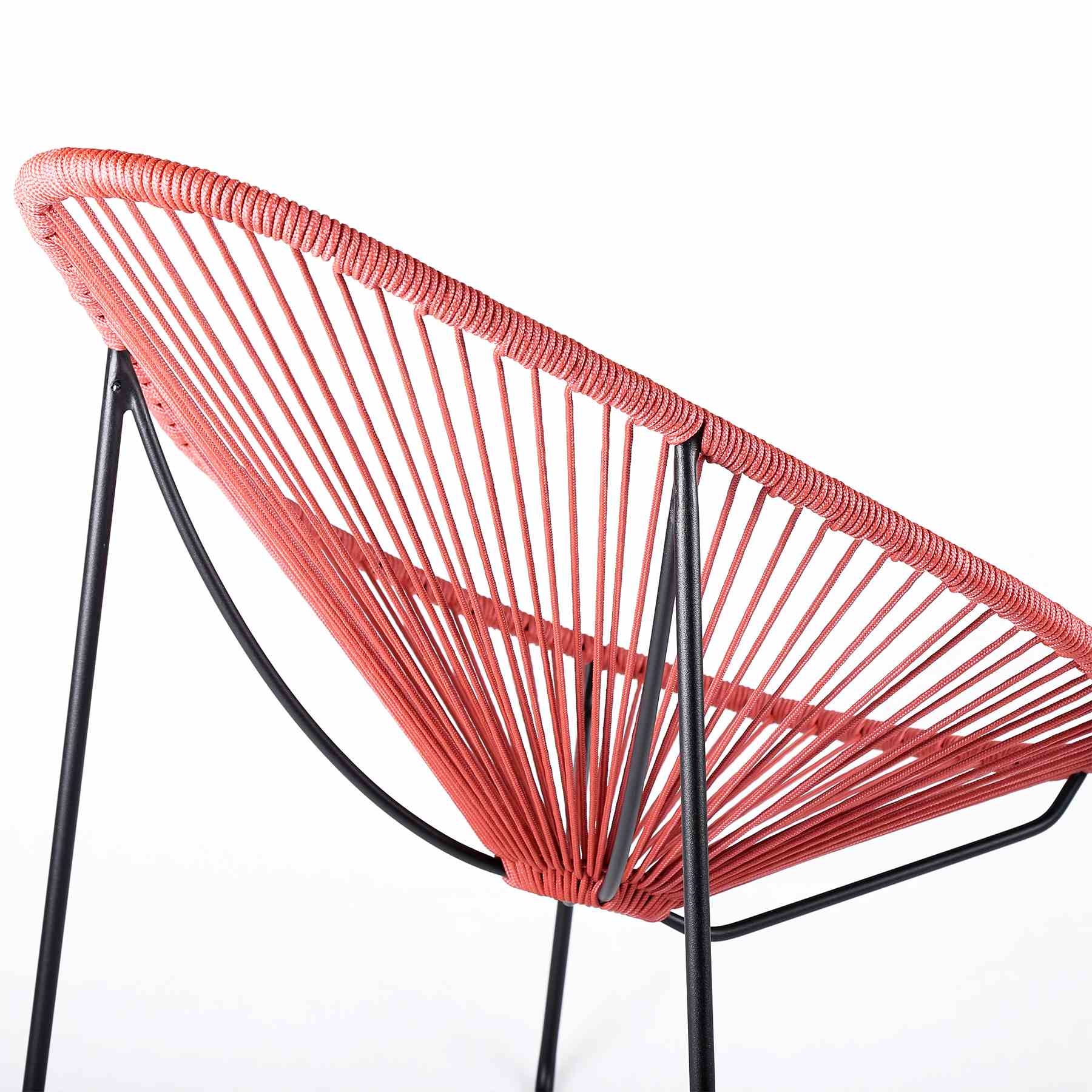 Acapulco Indoor Outdoor Steel Papasan Lounge Chair with Brick Red Rope - Image 5
