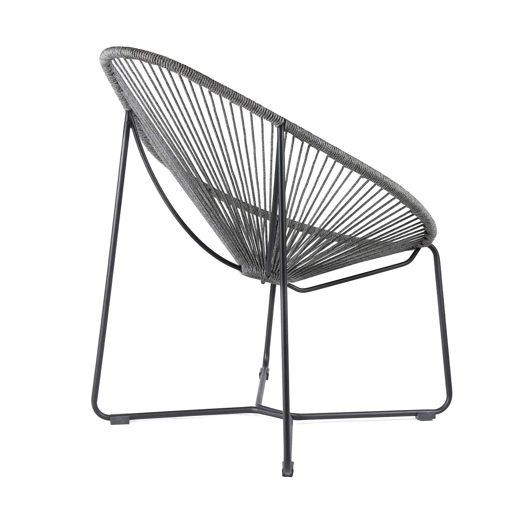 Acapulco Indoor Outdoor Steel Papasan Lounge Chair with Gray Rope - Image 3