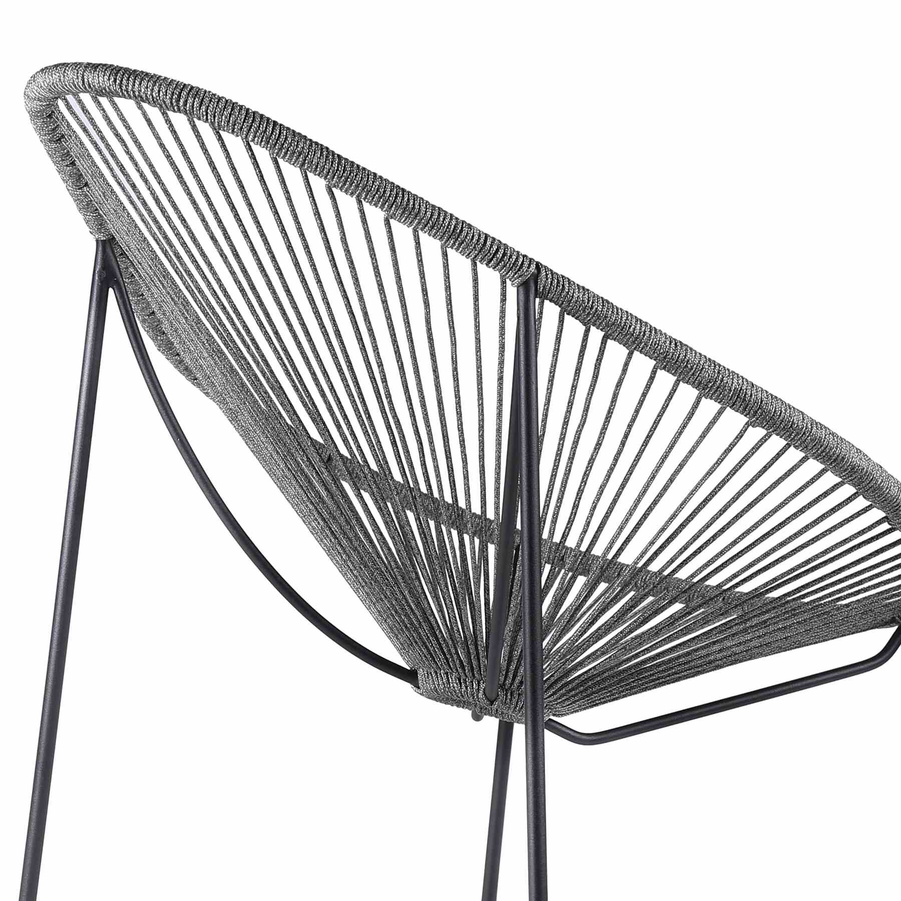 Acapulco Indoor Outdoor Steel Papasan Lounge Chair with Gray Rope - Image 4